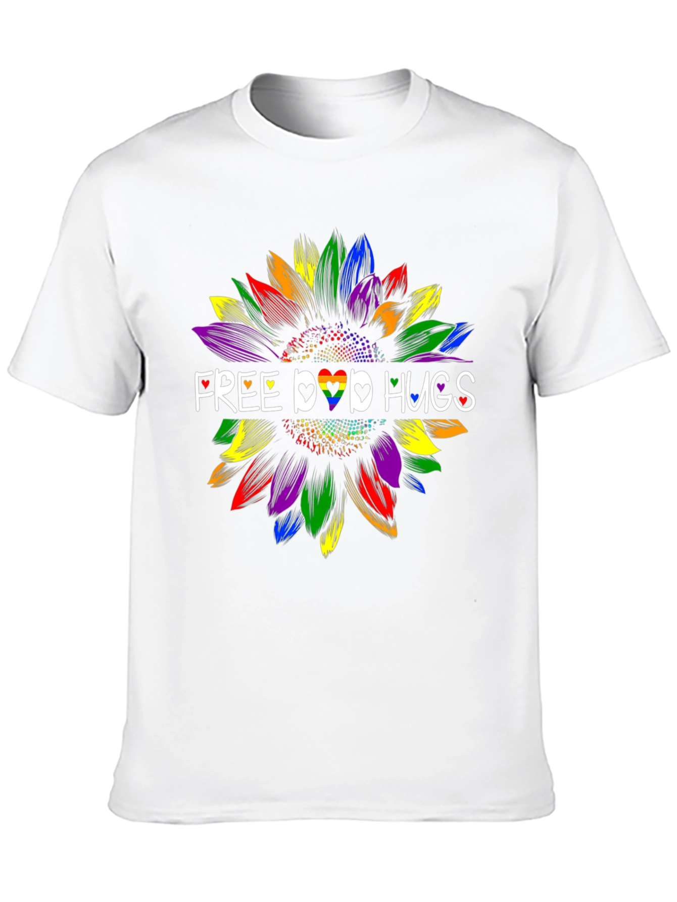 Free LGBTQ+ Hugs Sunflower T-Shirt