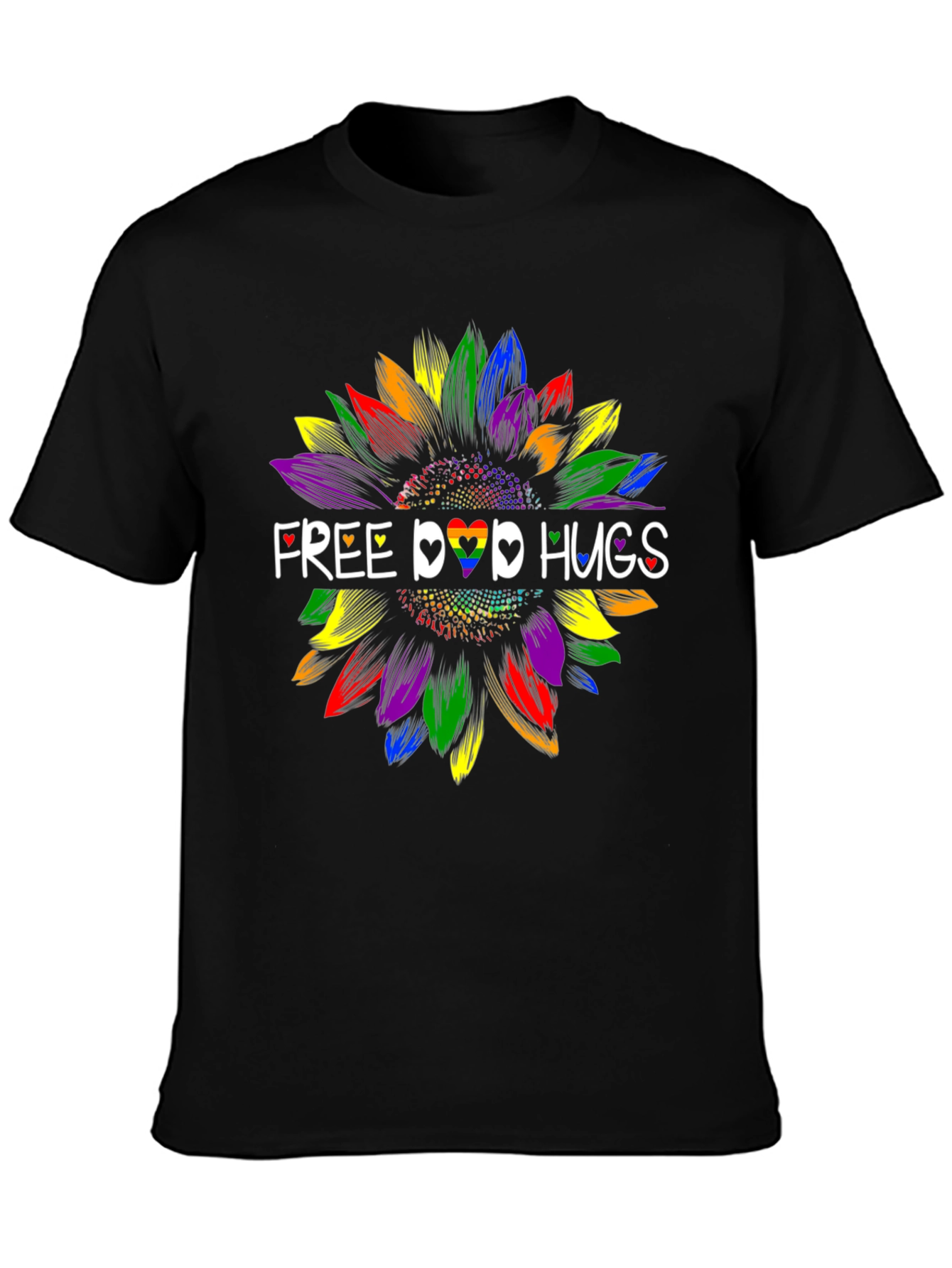 Free LGBTQ+ Hugs Sunflower T-Shirt