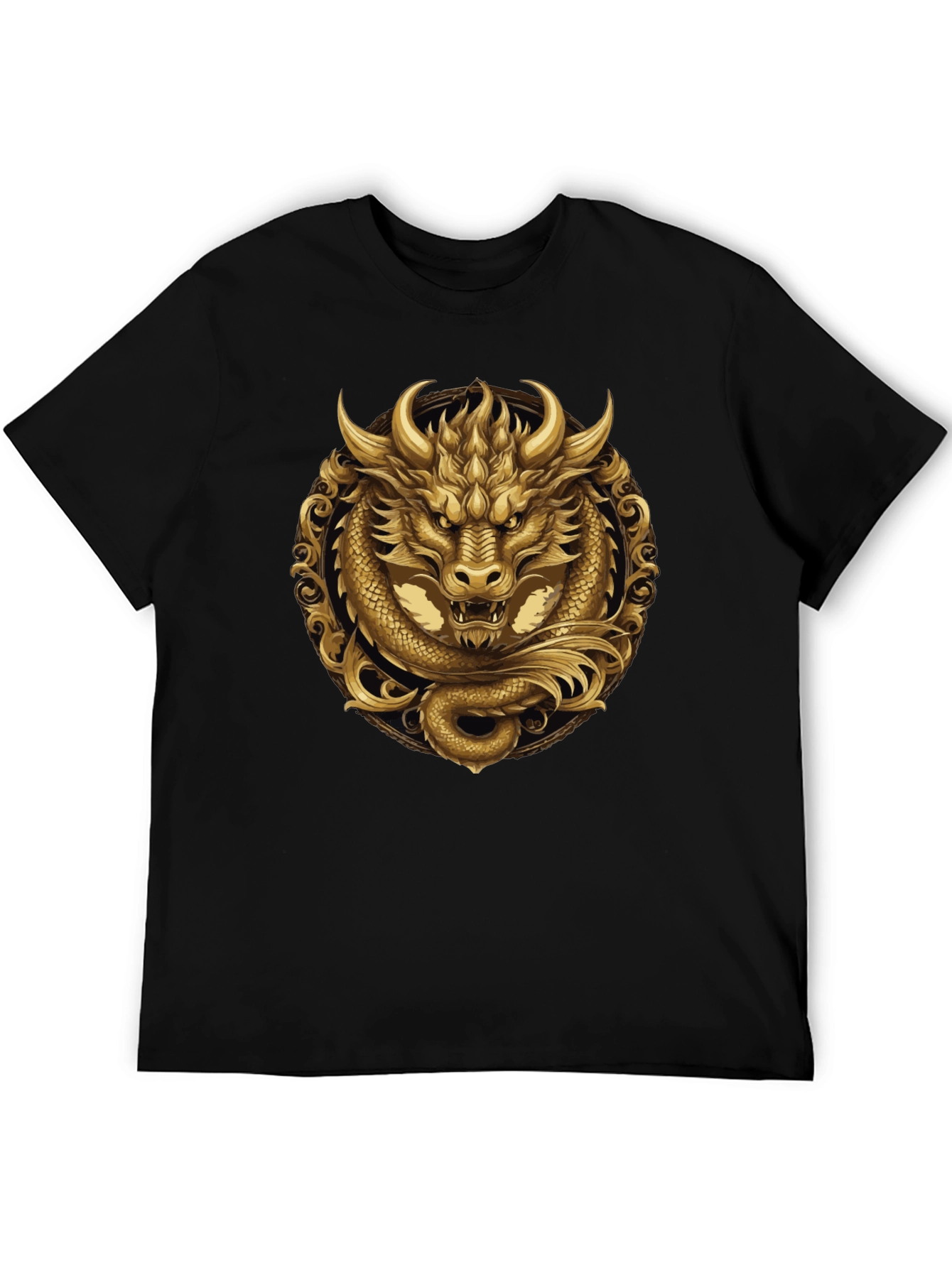 Golden Dragon Graphic Tee - Stylish Mens Black T-Shirt