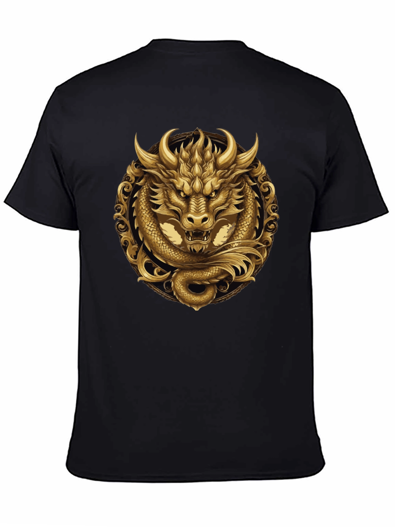 Golden Dragon Graphic Tee - Stylish Mens Black T-Shirt