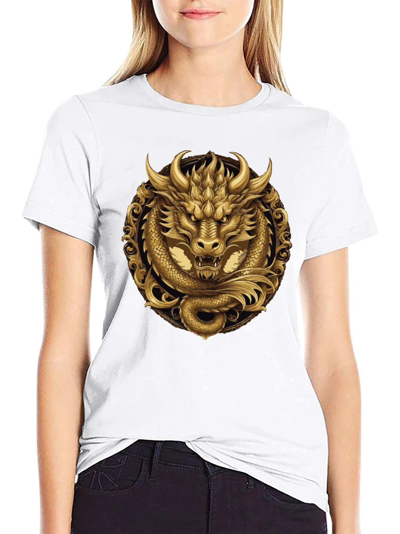 Golden Dragon Graphic Tee - Stylish Mens Black T-Shirt