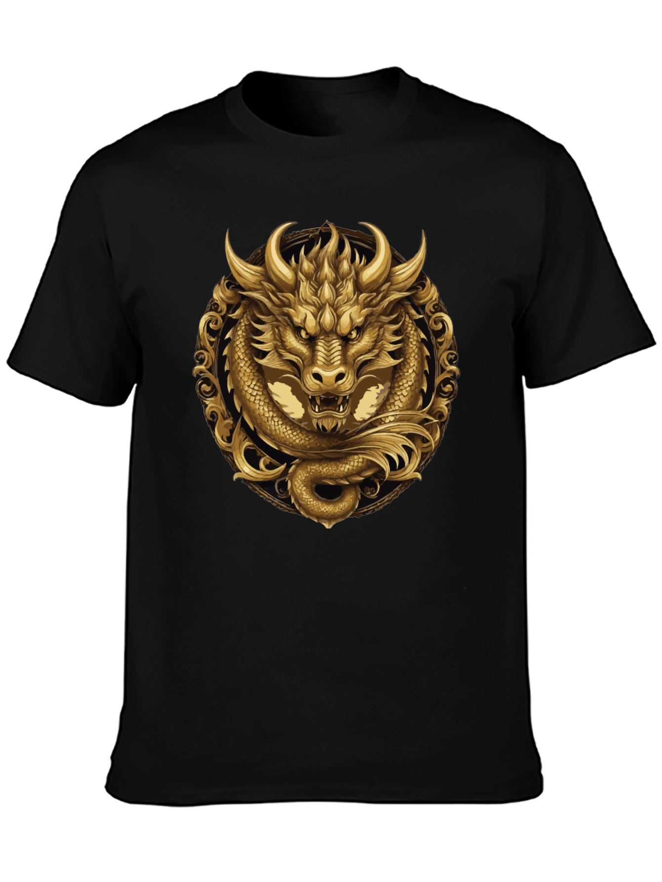Golden Dragon Graphic Tee - Stylish Mens Black T-Shirt
