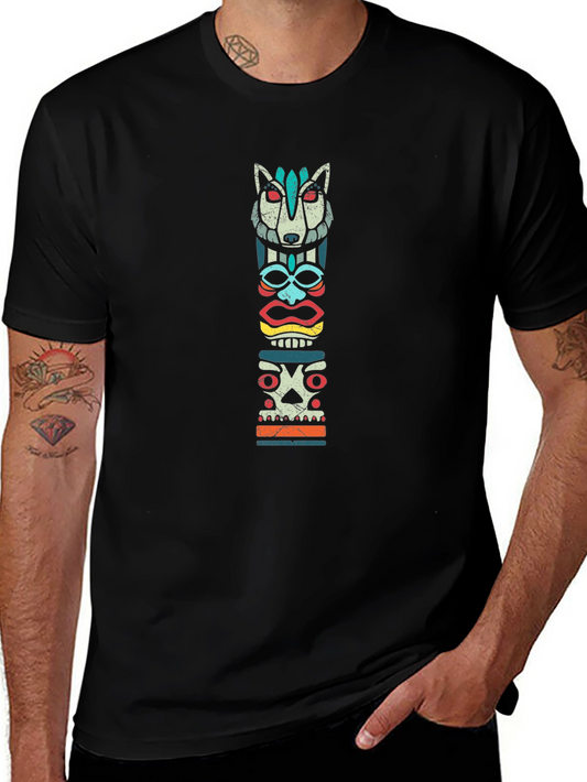 Tribal Totem Graphic Tee - Cool Anthropomorphic Design