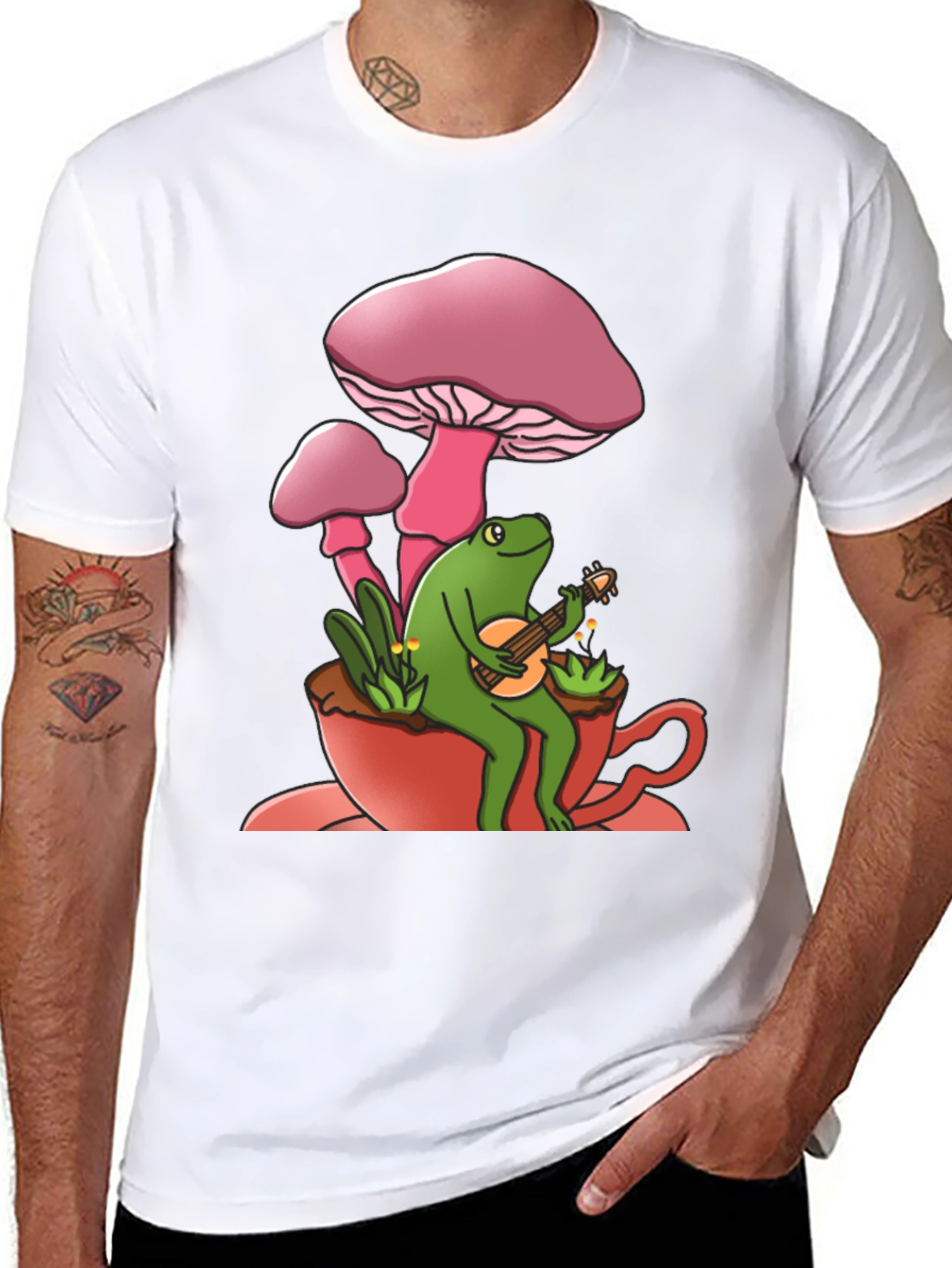 Mushroom Frog Guitarist Graphic Tee