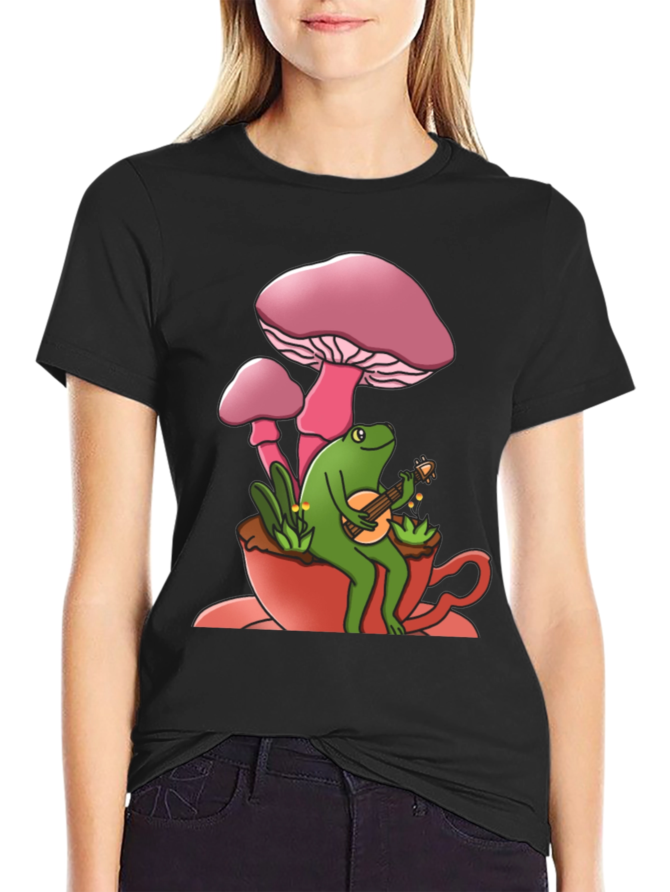 Mushroom Frog Guitarist Graphic Tee