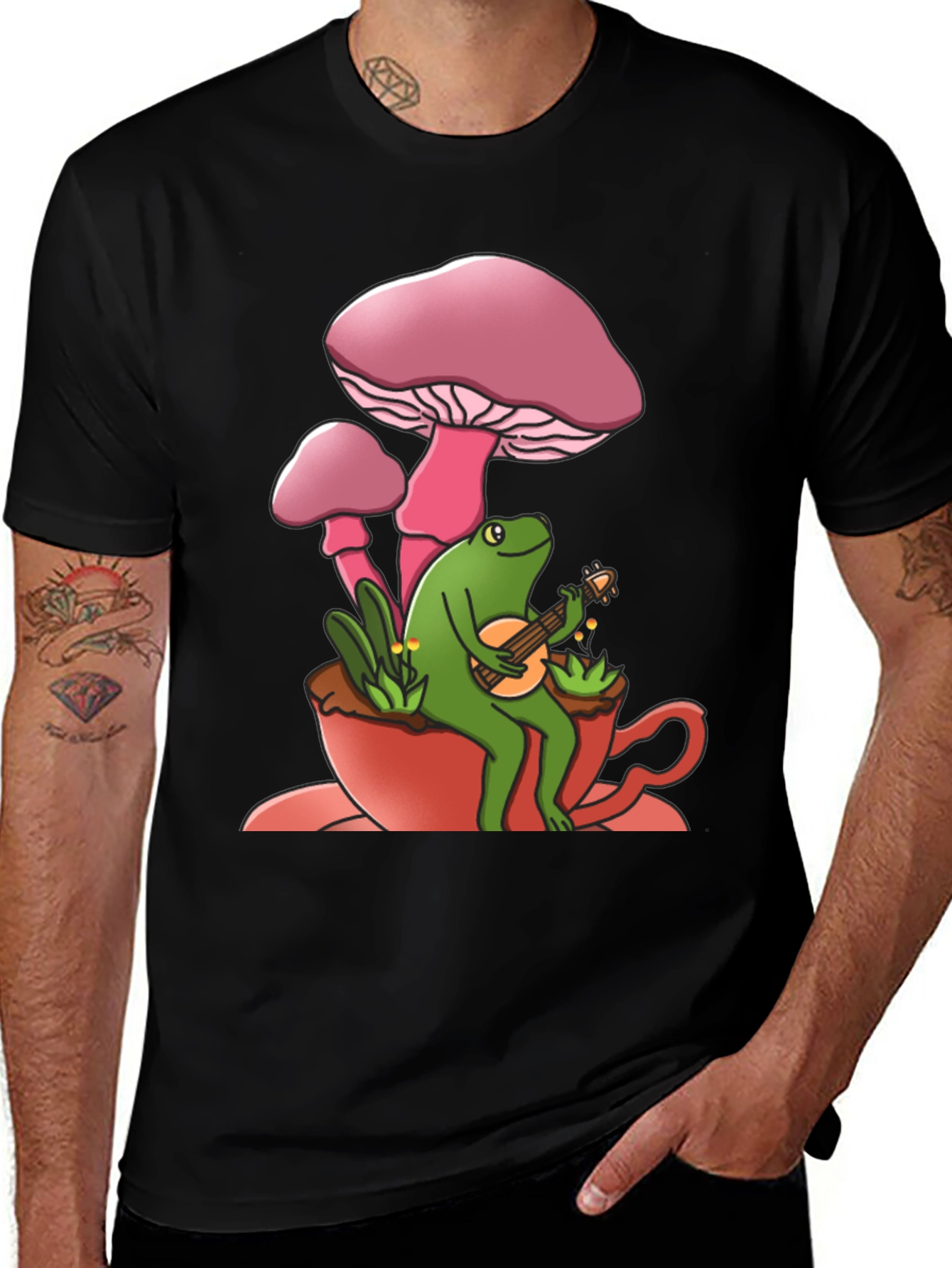 Mushroom Frog Guitarist Graphic Tee