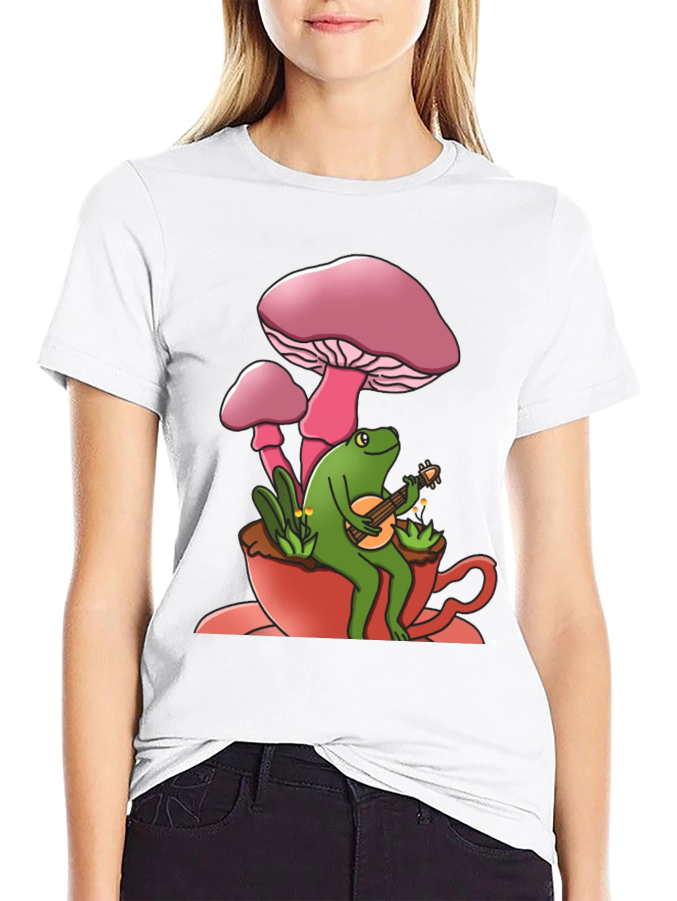 Mushroom Frog Guitarist Graphic Tee