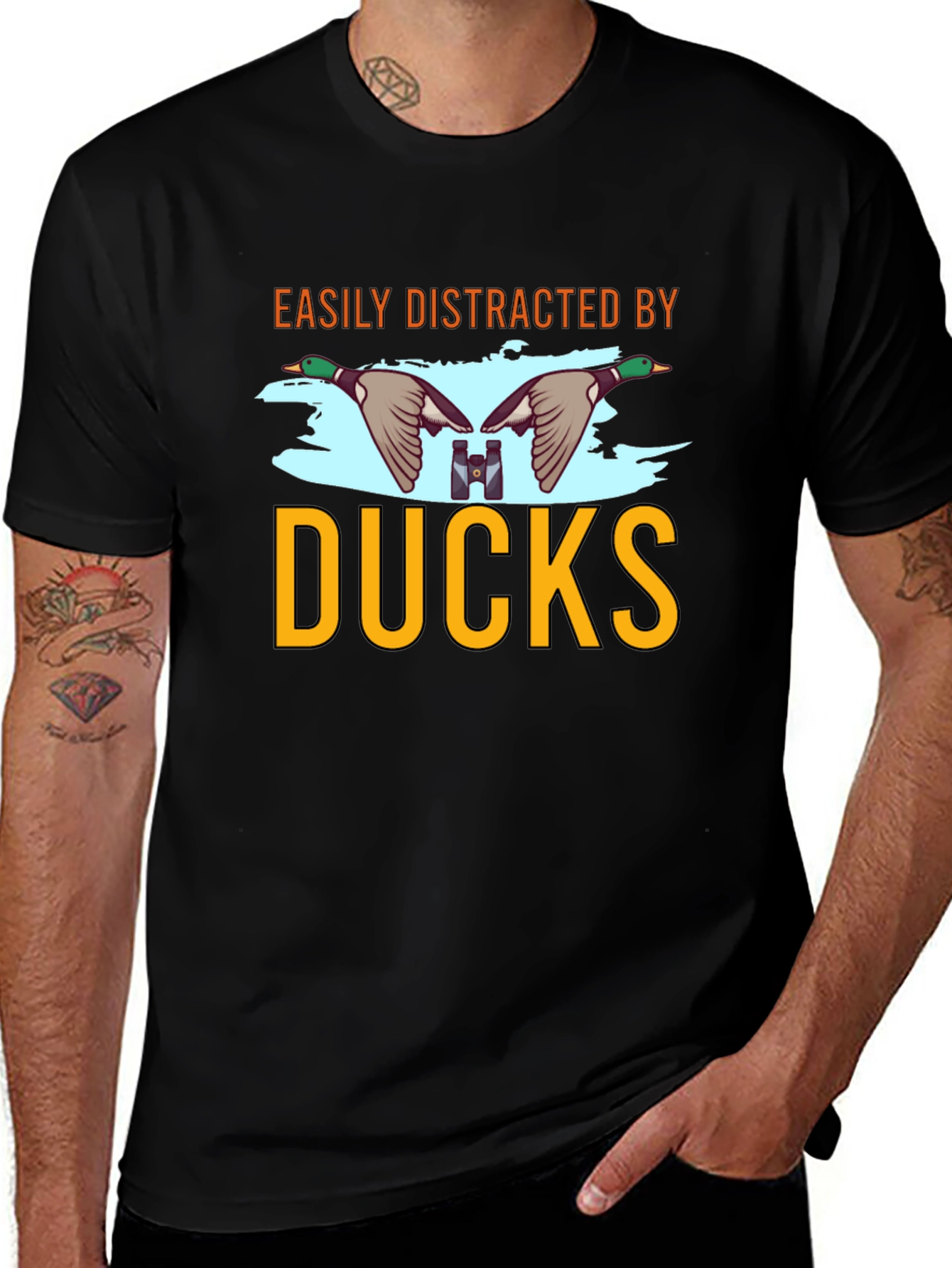 Easily Distracted by Ducks Mens Black T-Shirt