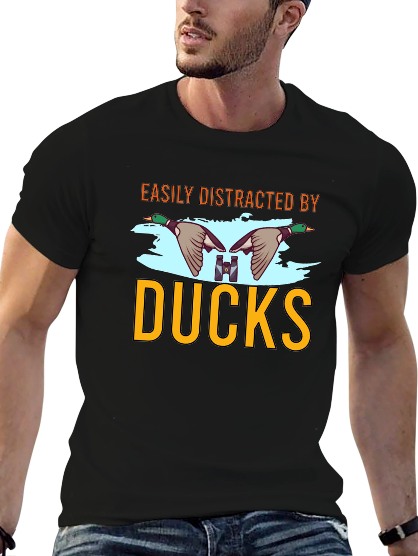 Easily Distracted by Ducks Mens Black T-Shirt