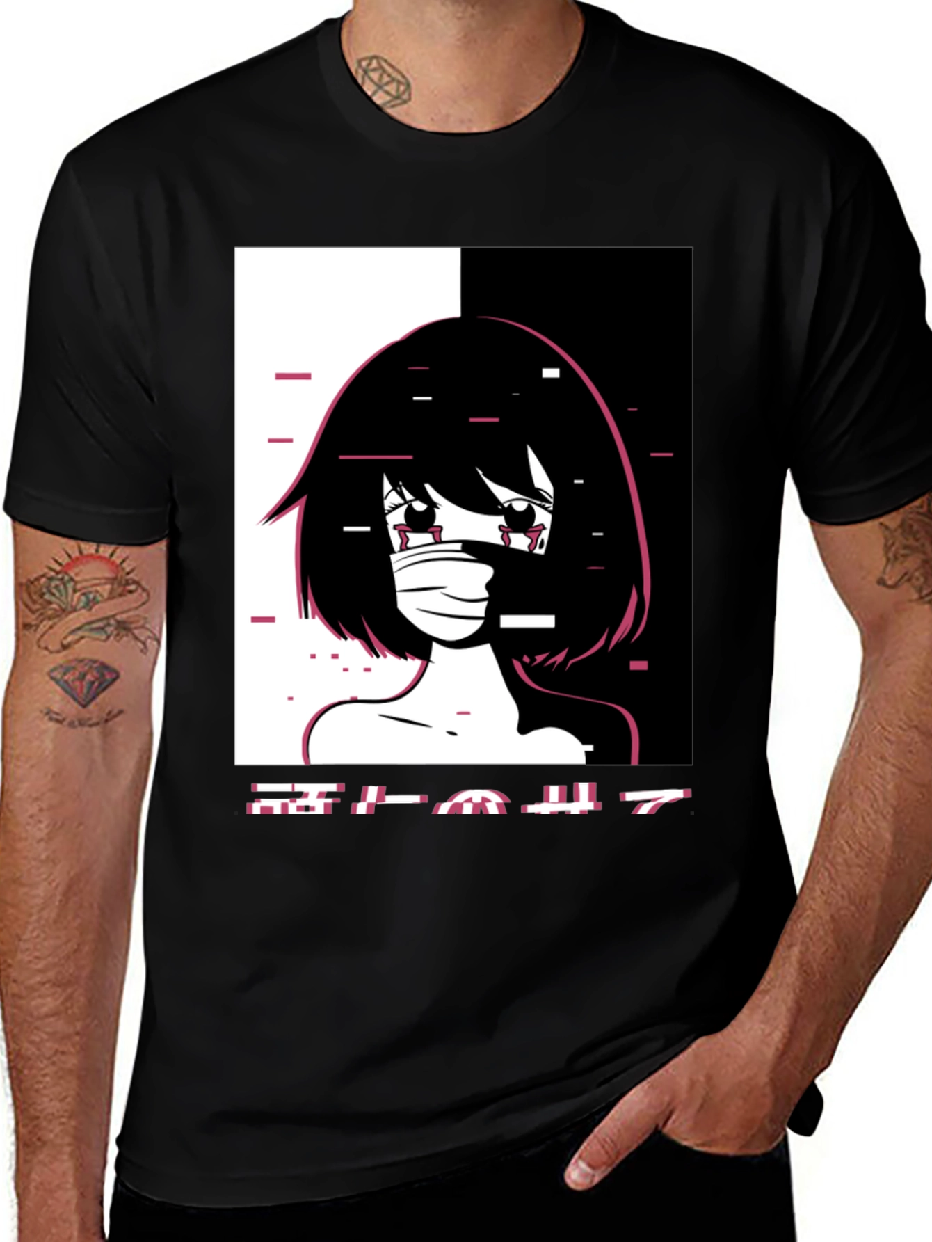 Anime Girl Graphic Black T-Shirt