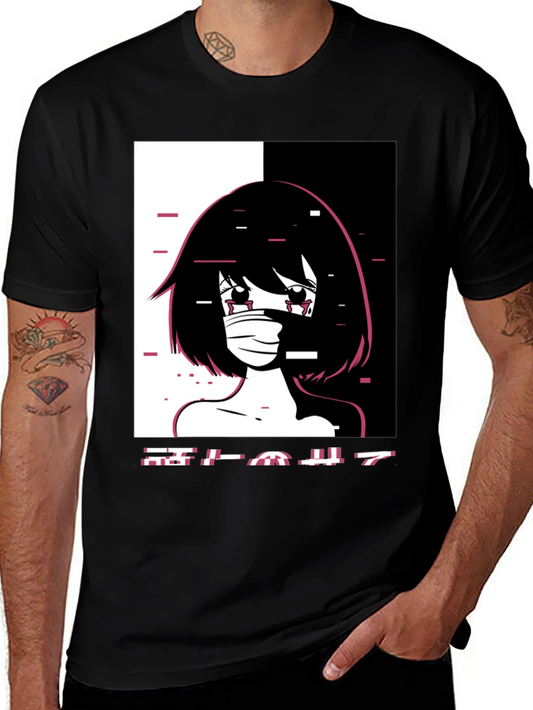 Anime Girl Graphic Black T-Shirt