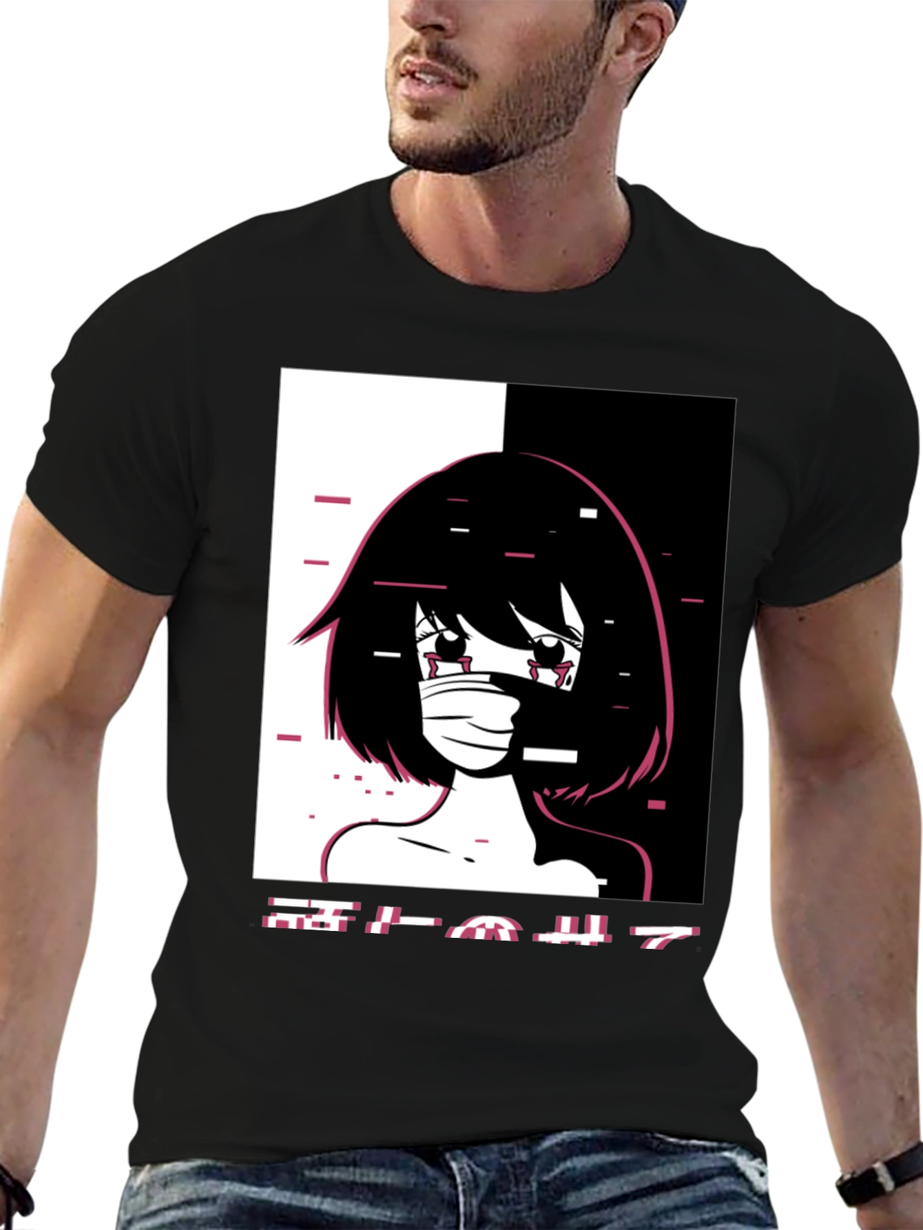 Anime Girl Graphic Black T-Shirt