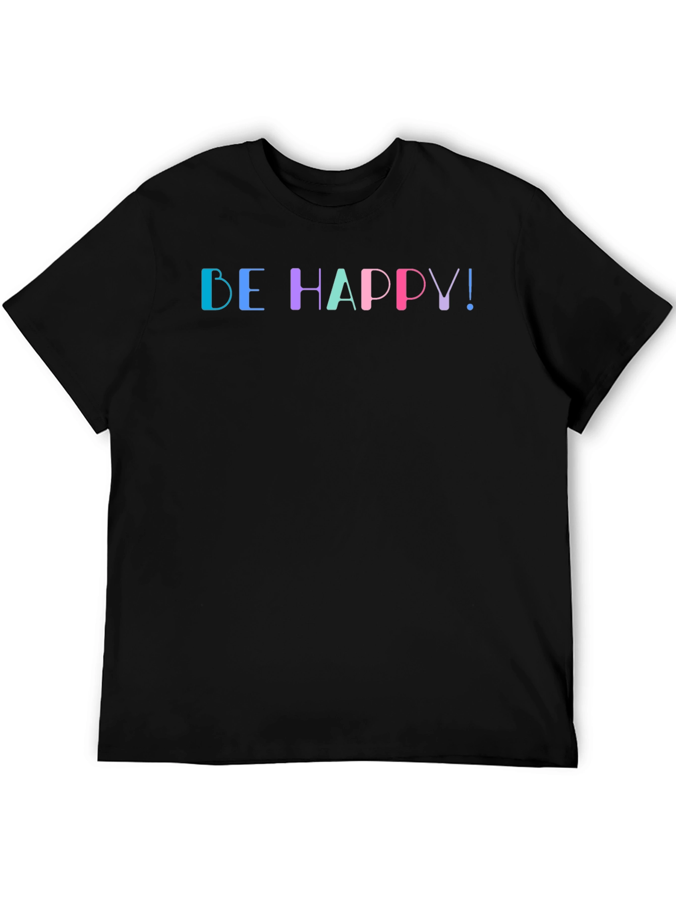 Be Happy! Graphic Print Black T-Shirt