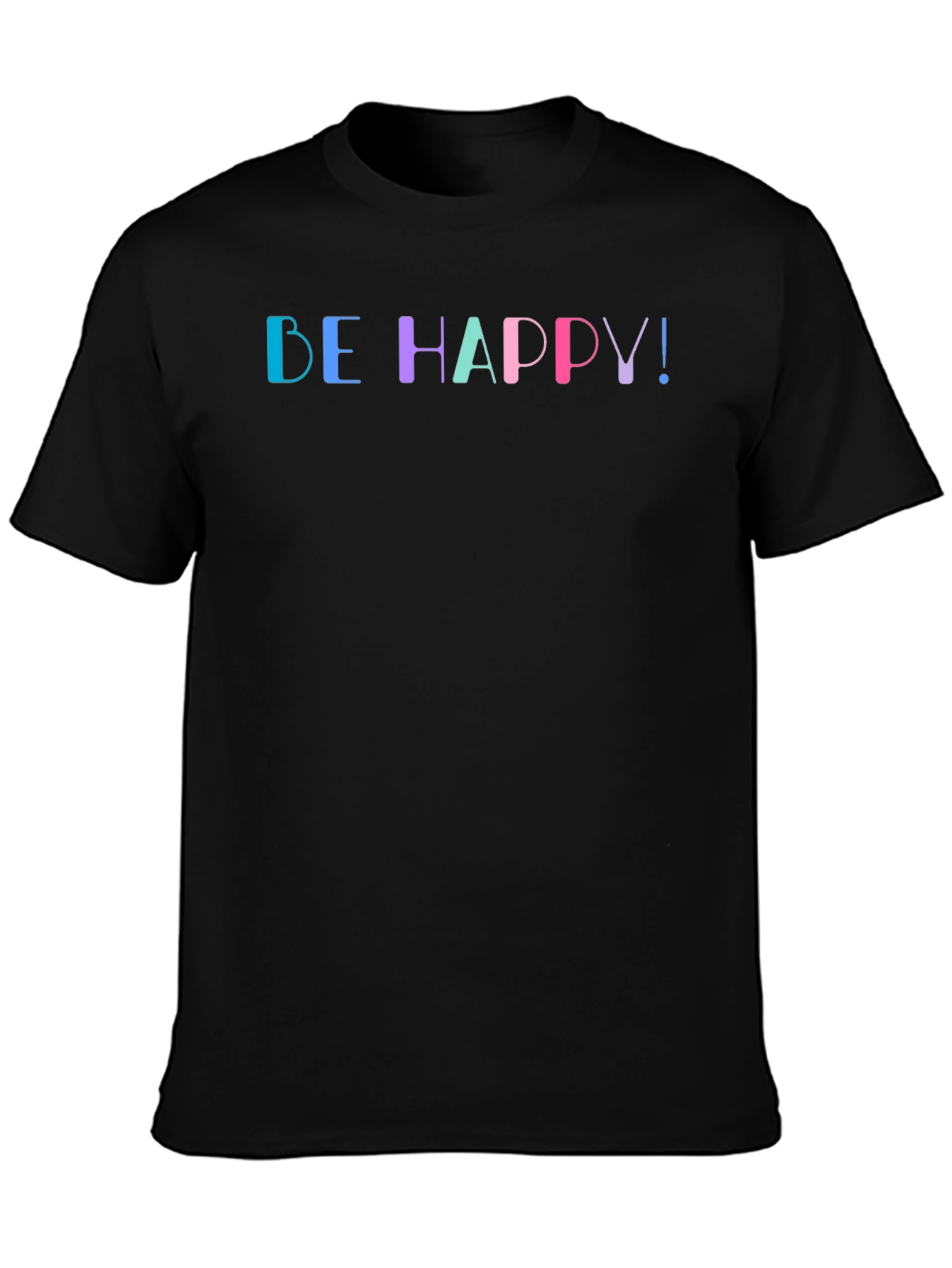 Be Happy! Graphic Print Black T-Shirt