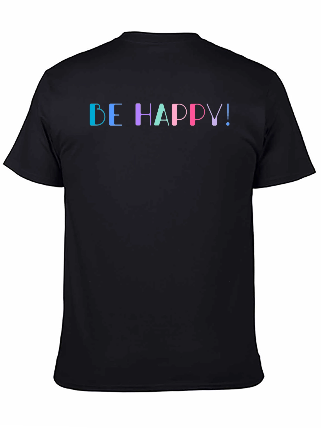 Be Happy! Graphic Print Black T-Shirt