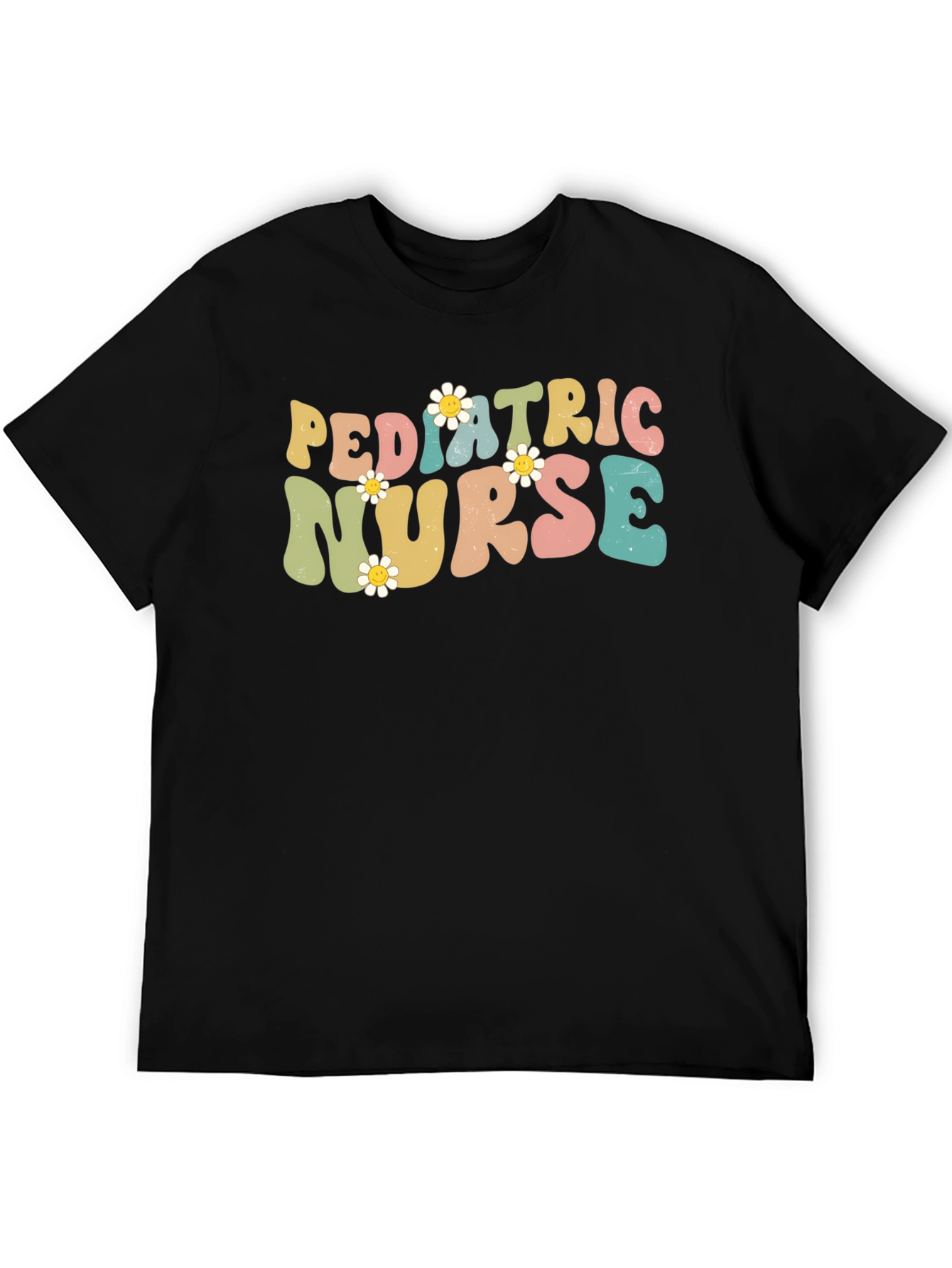 Pediatric Nurse T-Shirt Retro Floral Design