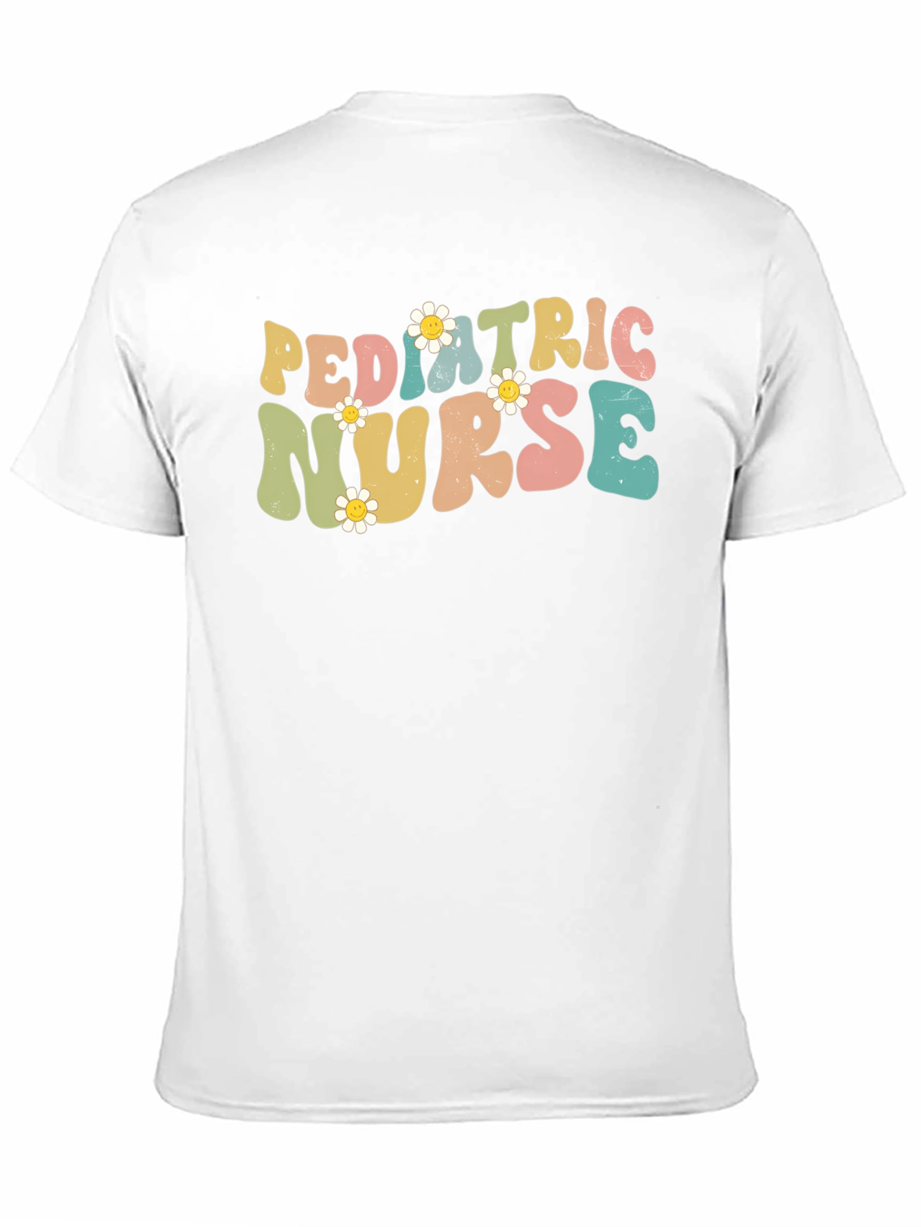 Pediatric Nurse T-Shirt Retro Floral Design