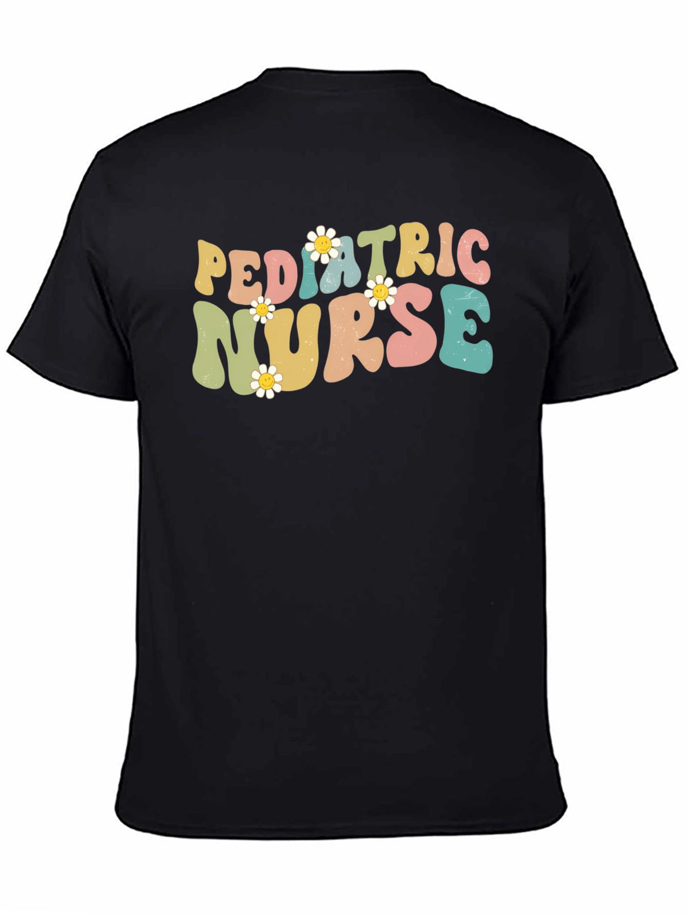 Pediatric Nurse T-Shirt Retro Floral Design