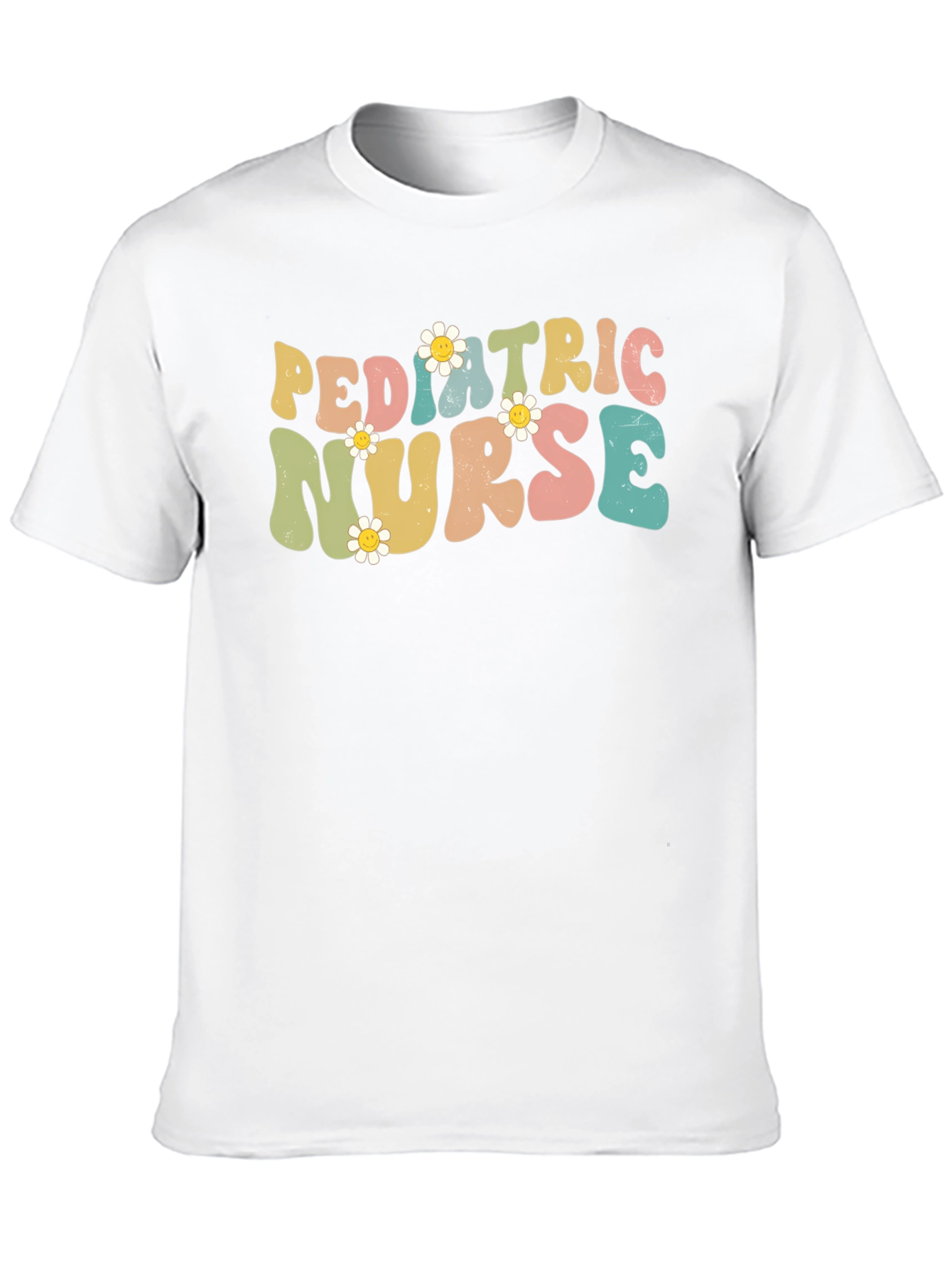 Pediatric Nurse T-Shirt Retro Floral Design
