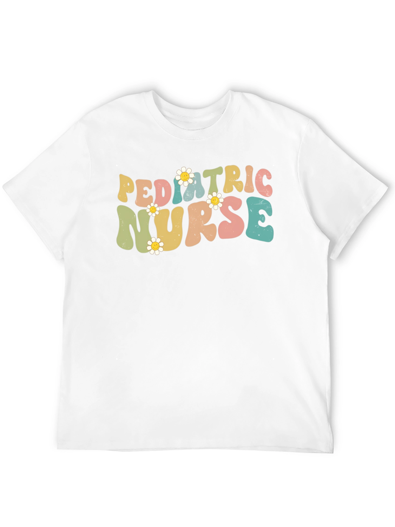 Pediatric Nurse T-Shirt Retro Floral Design