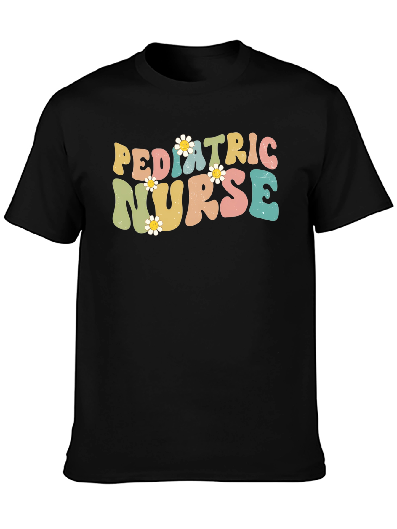 Pediatric Nurse T-Shirt Retro Floral Design