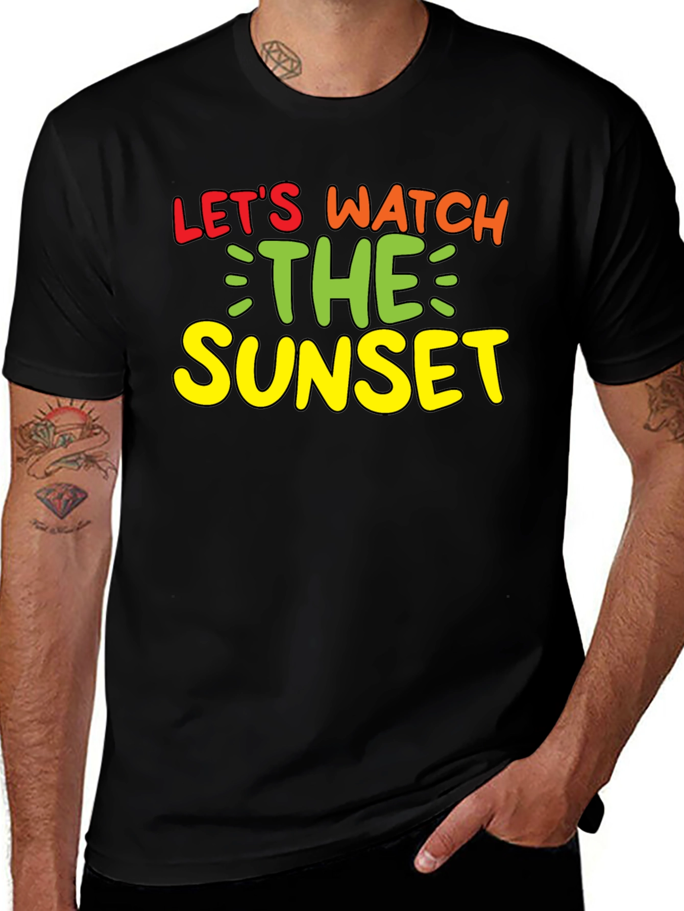 Lets Watch the Sunset Black Graphic Tee
