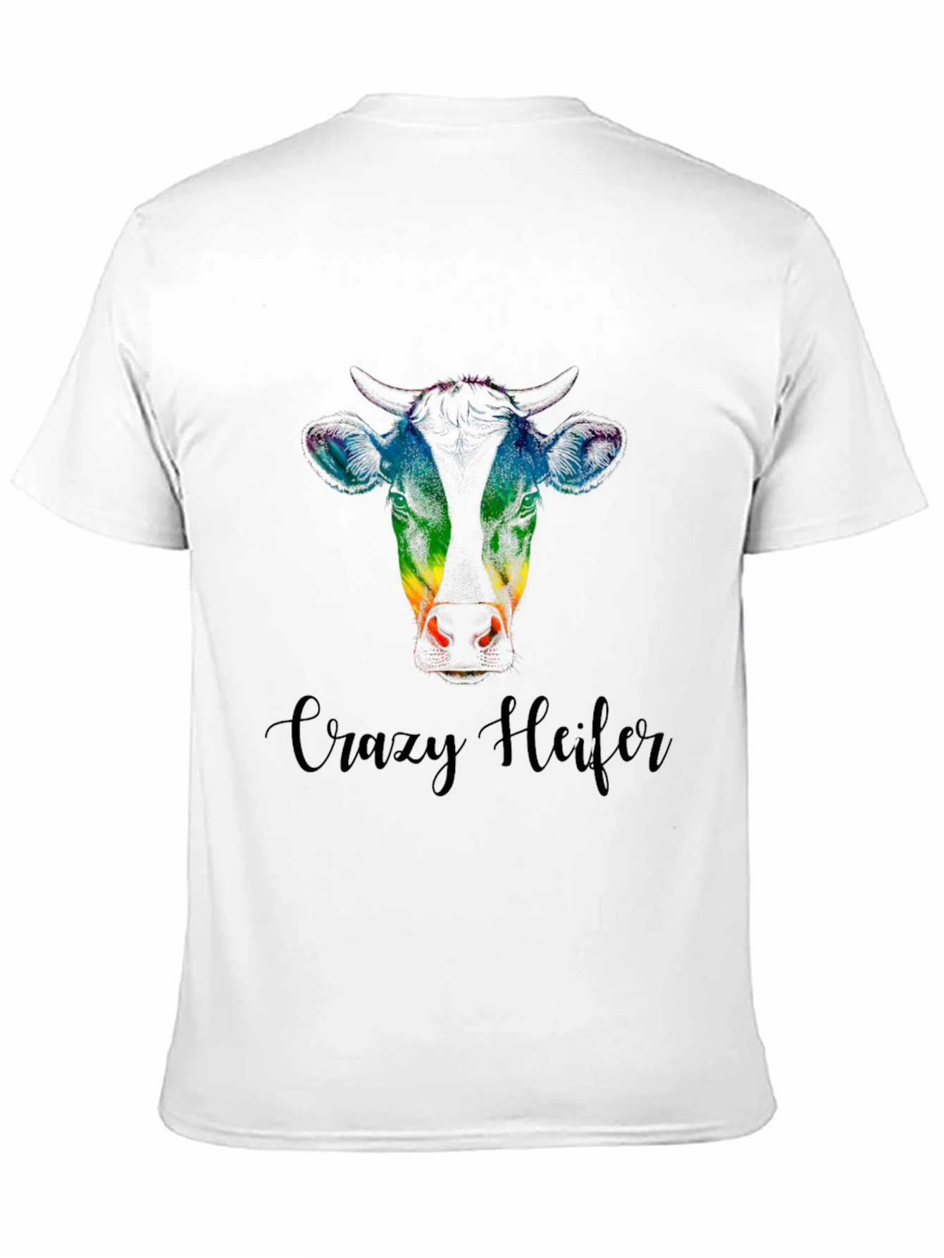 Crazy Heifer Tee - Rainbow Cow Graphic Shirt