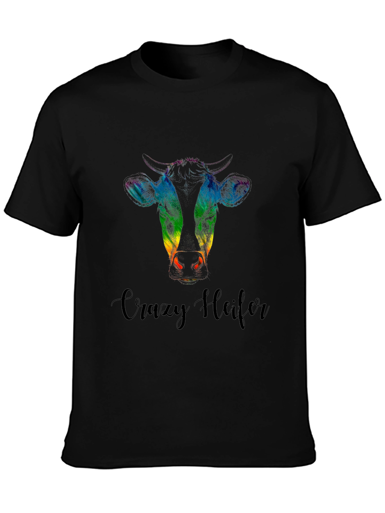 Crazy Heifer Tee - Rainbow Cow Graphic Shirt