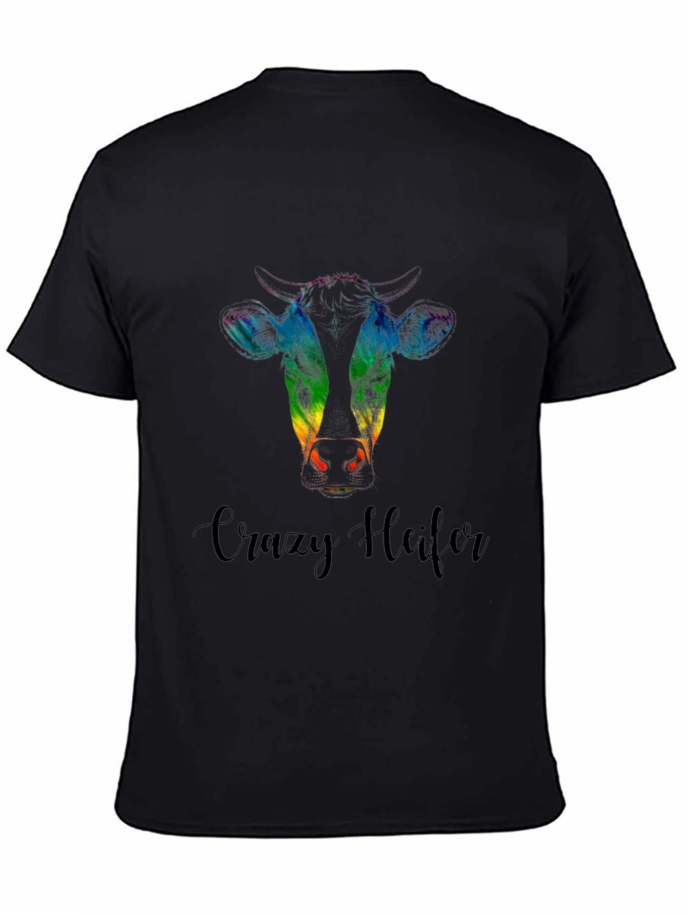 Crazy Heifer Tee - Rainbow Cow Graphic Shirt