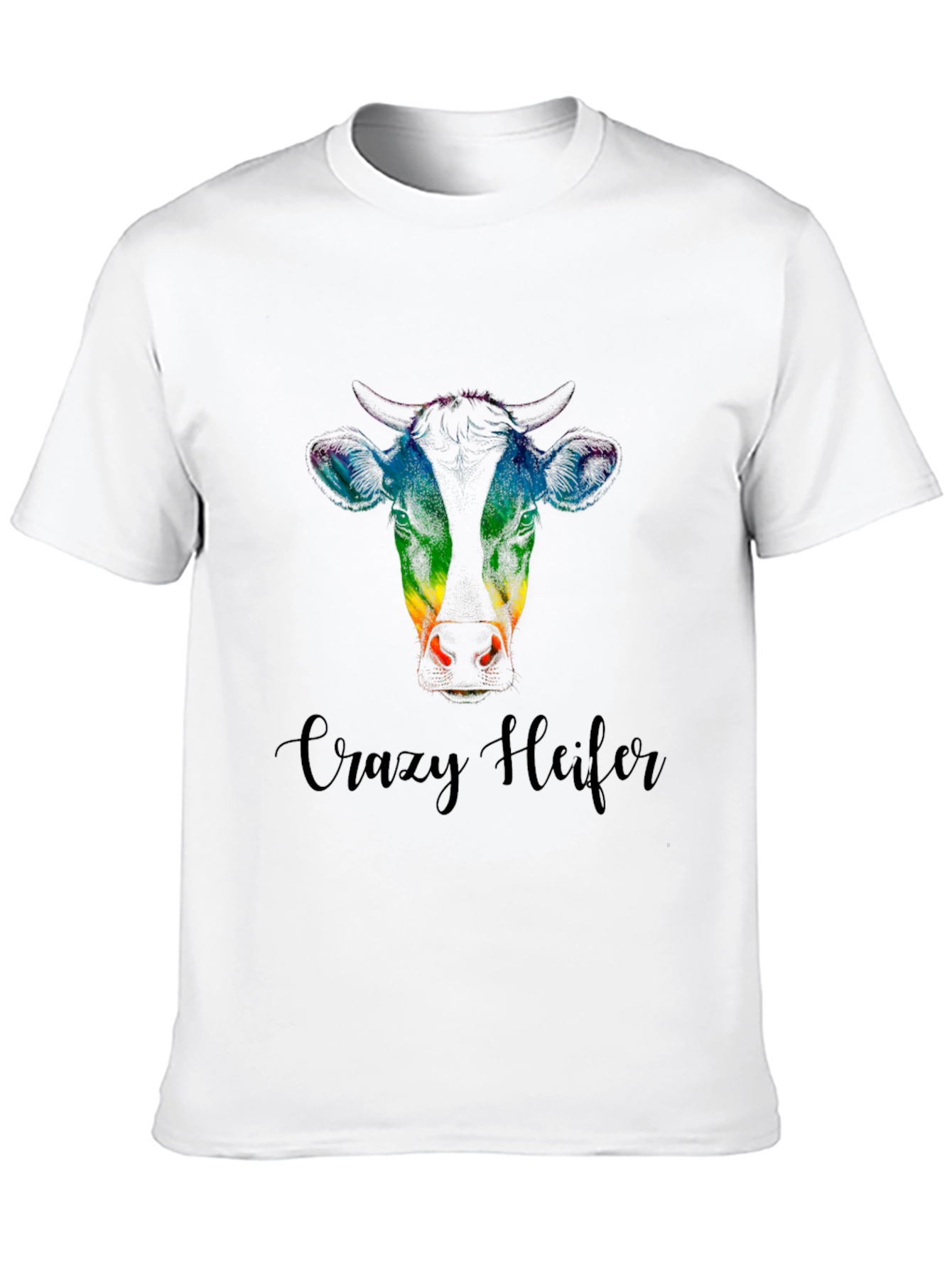 Crazy Heifer Tee - Rainbow Cow Graphic Shirt