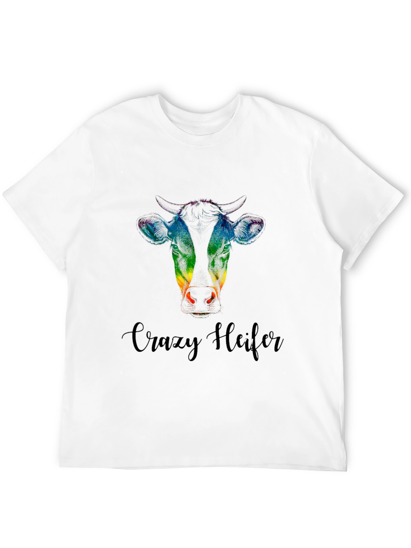 Crazy Heifer Tee - Rainbow Cow Graphic Shirt