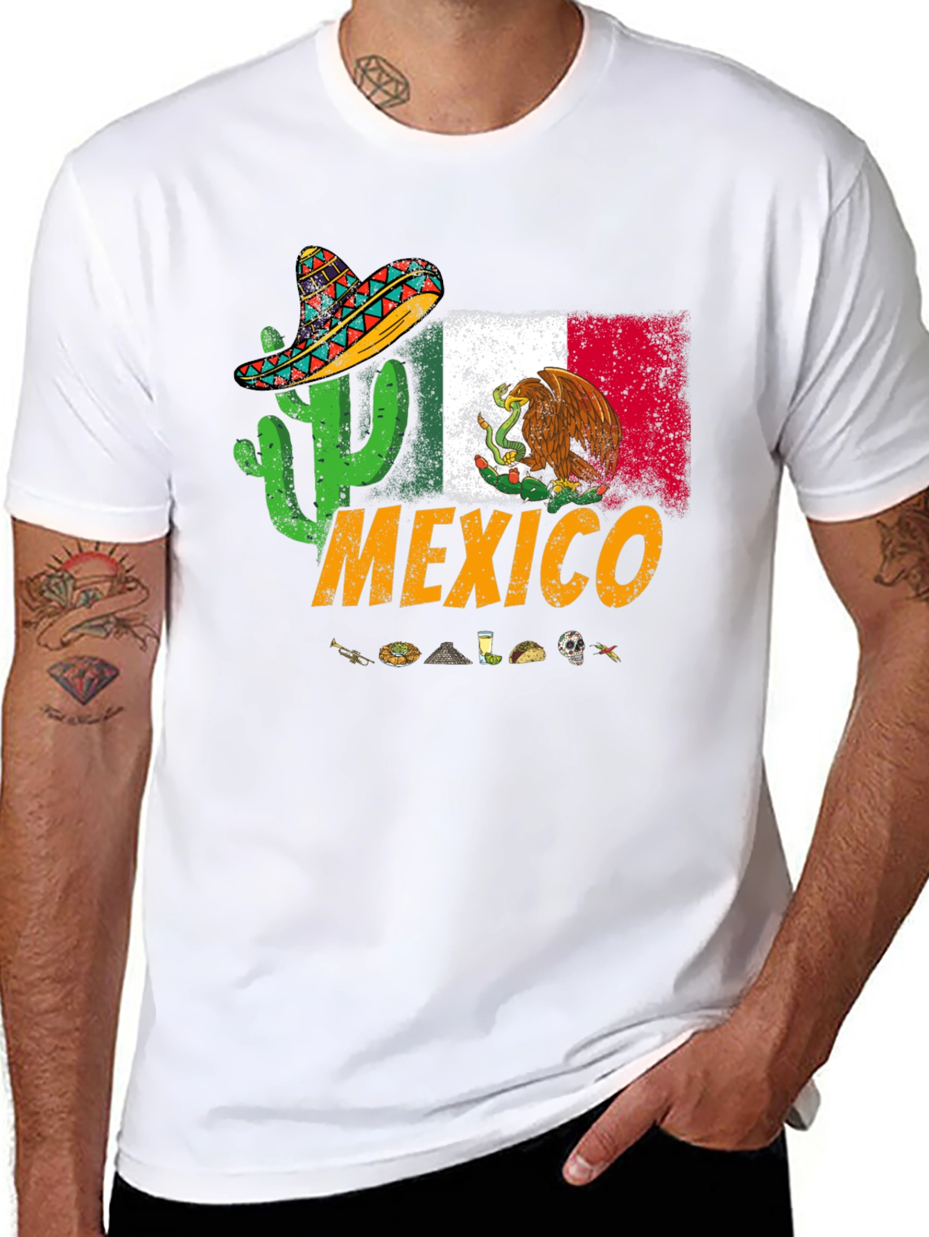 Mexico T-Shirt with Cactus and Sombrero