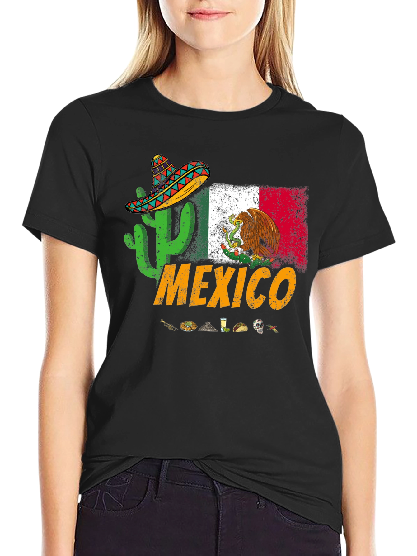 Mexico T-Shirt with Cactus and Sombrero