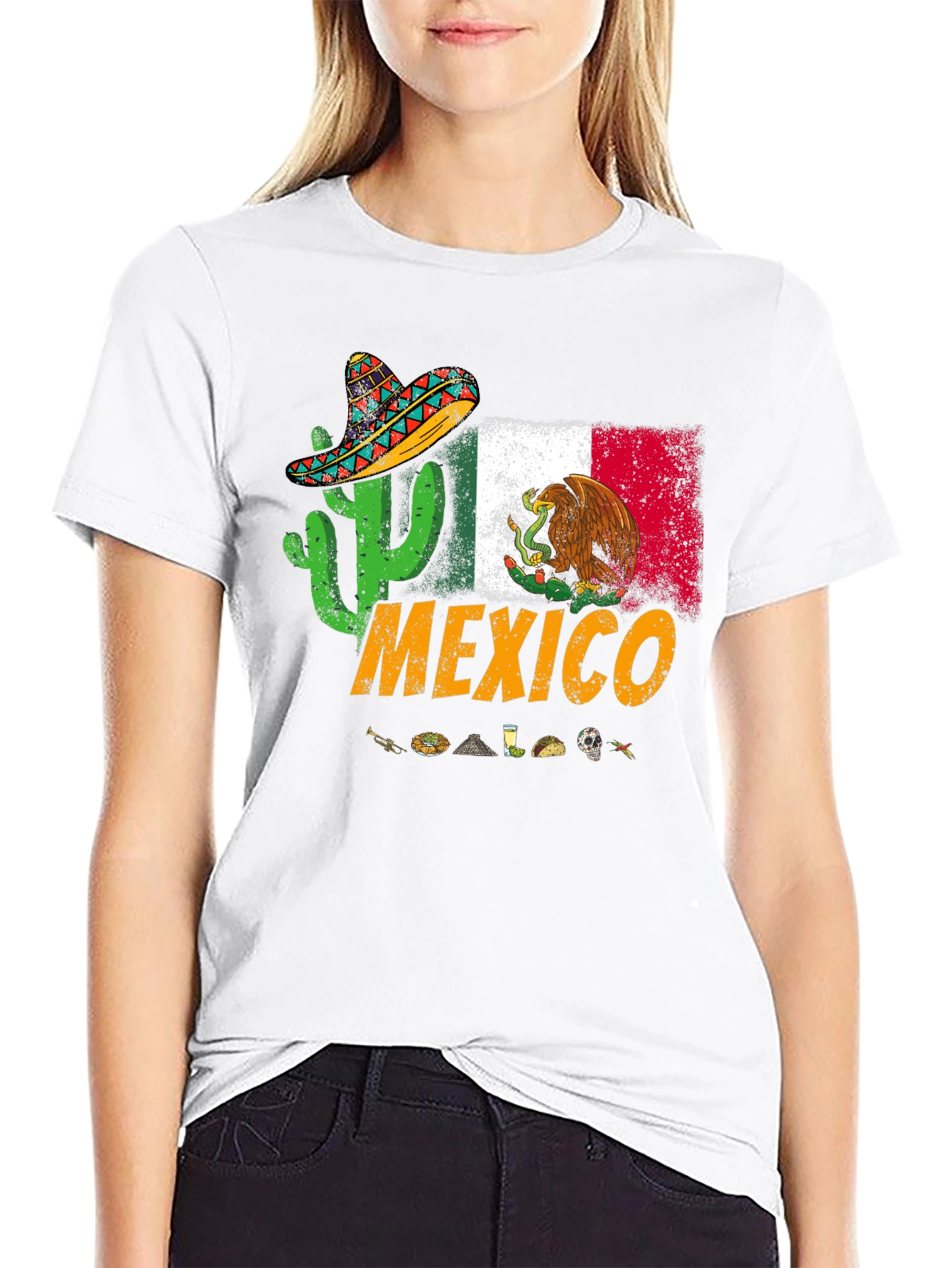 Mexico T-Shirt with Cactus and Sombrero