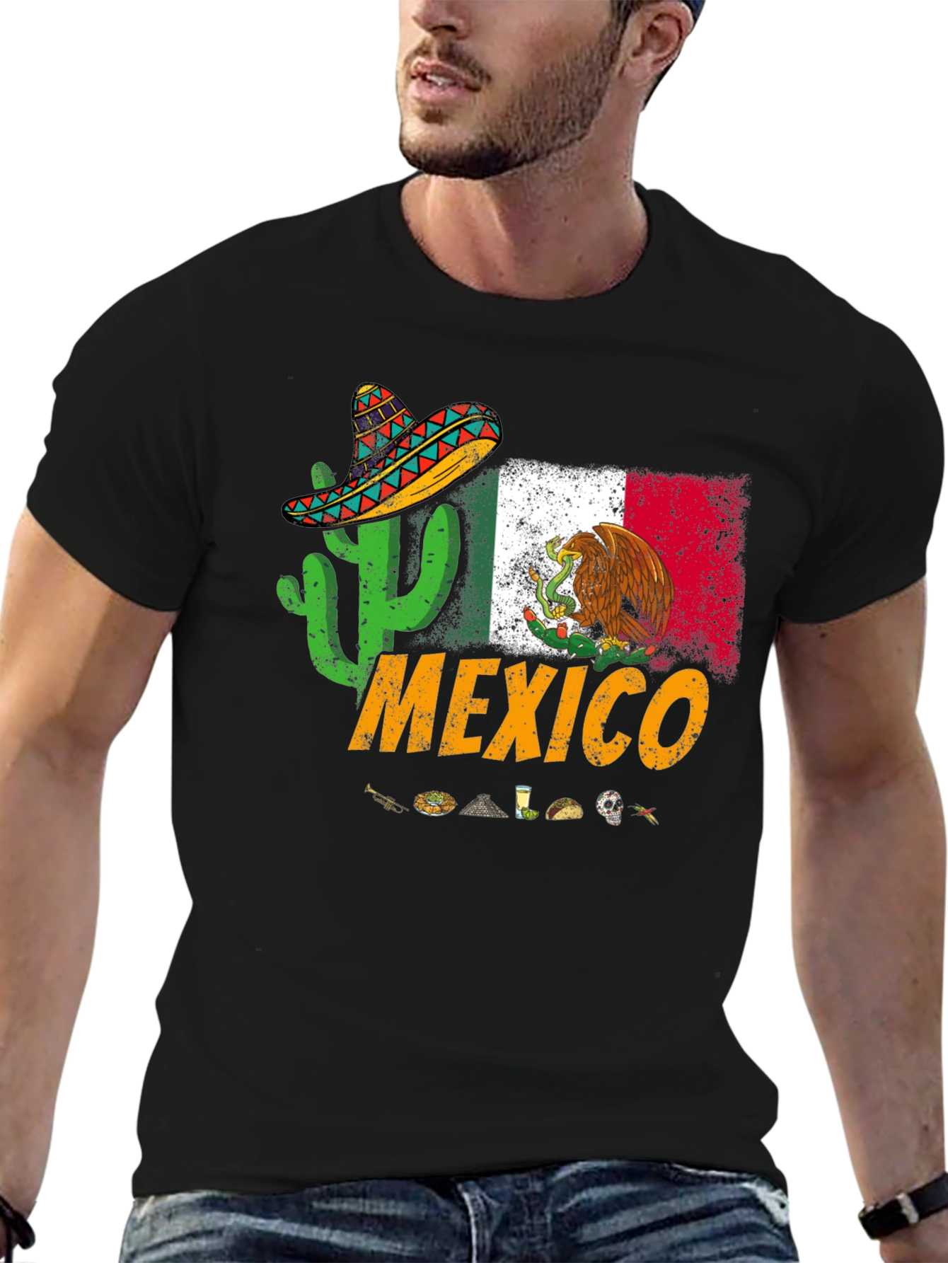Mexico T-Shirt with Cactus and Sombrero