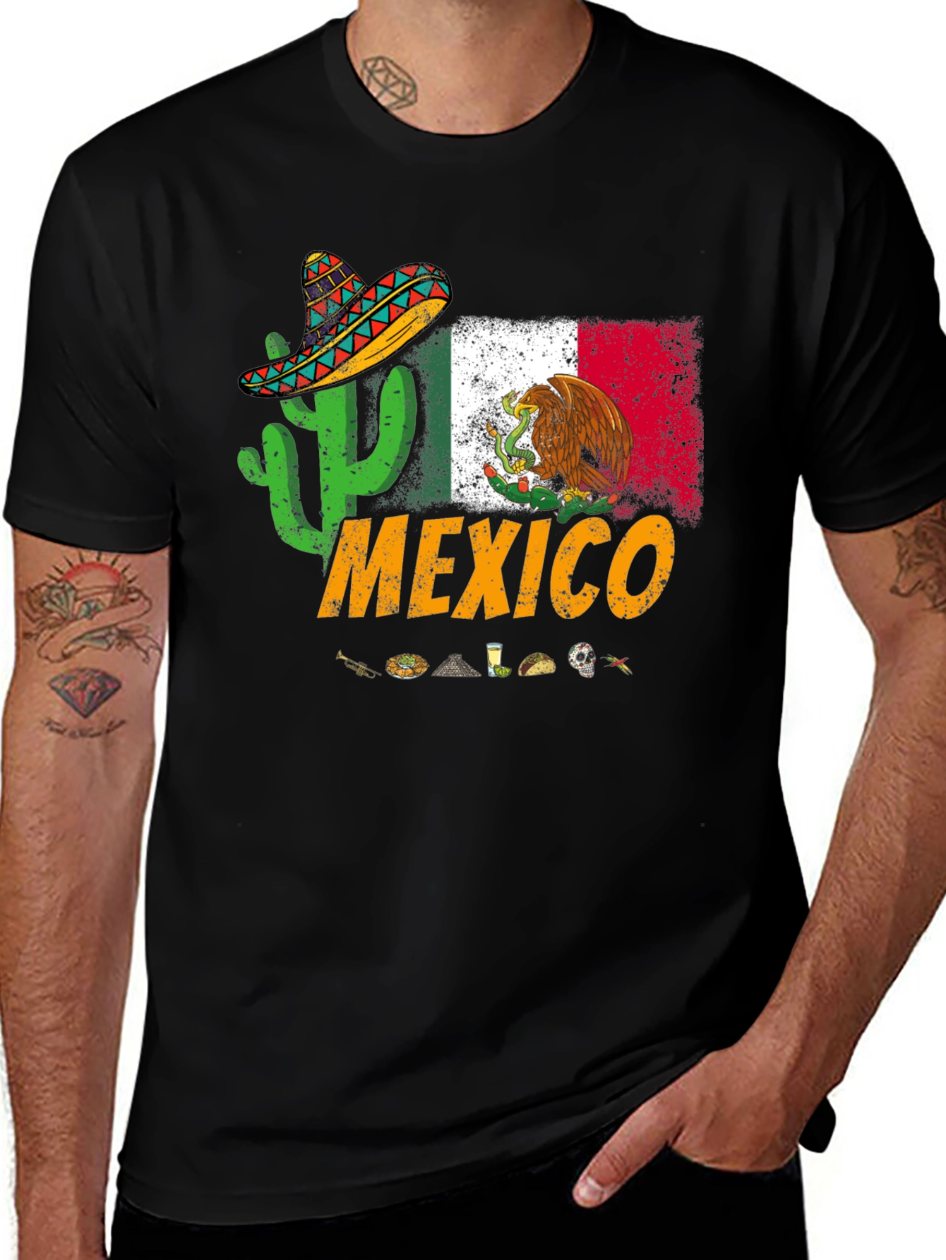 Mexico T-Shirt with Cactus and Sombrero
