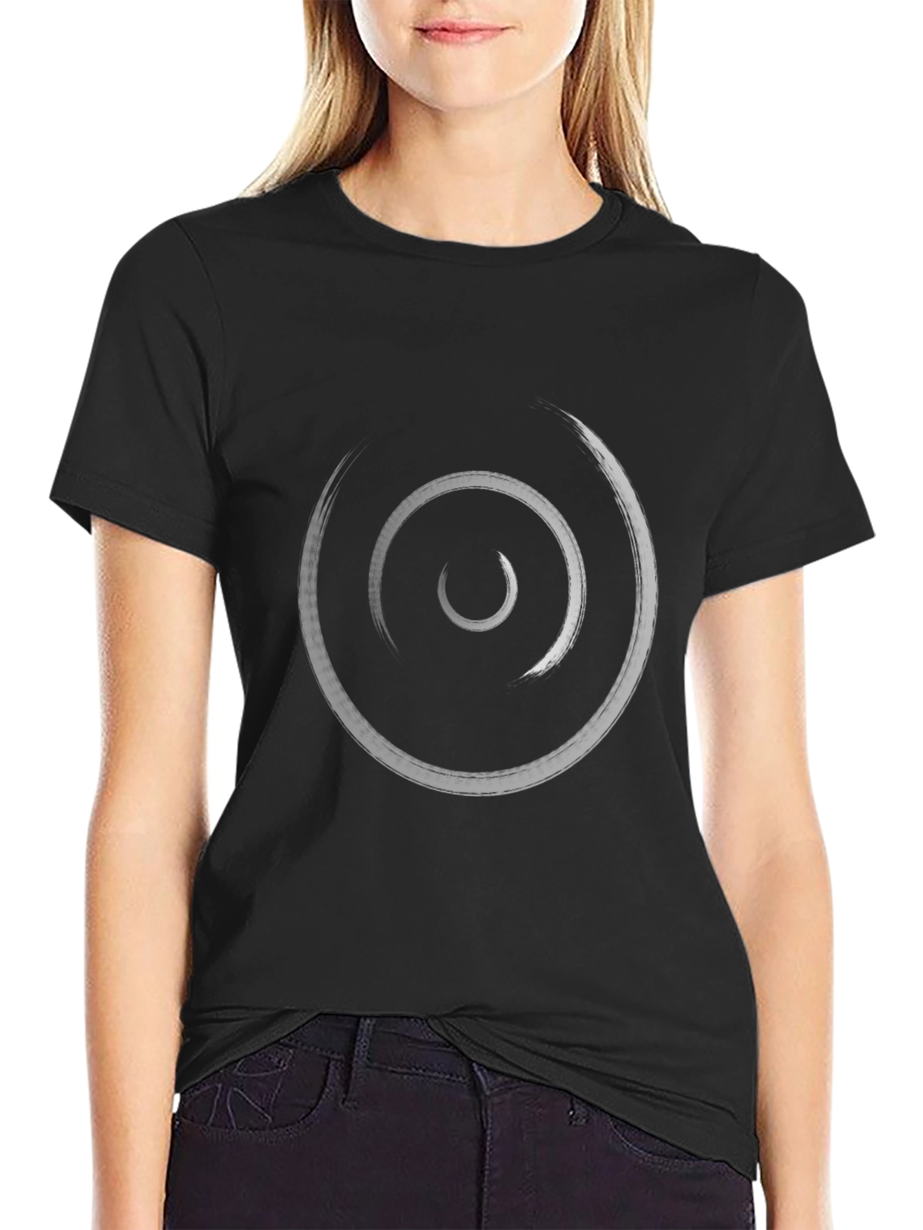 Spiral Brushstroke Graphic Tee - Modern Artistic Design