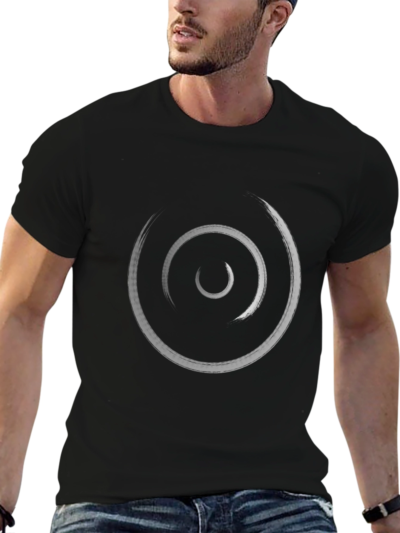 Spiral Brushstroke Graphic Tee - Modern Artistic Design