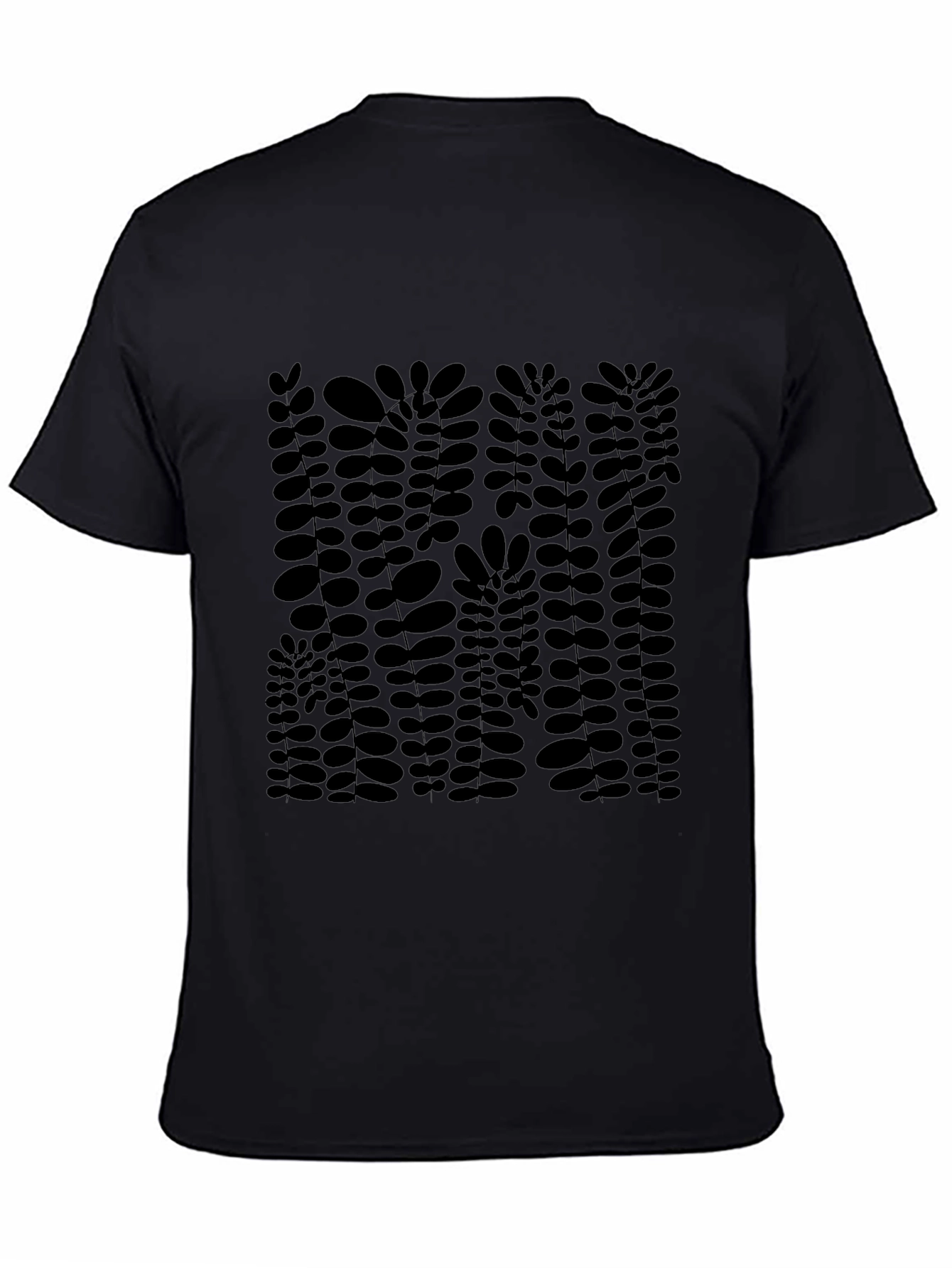 Stylish Black Leaf Print T-Shirt