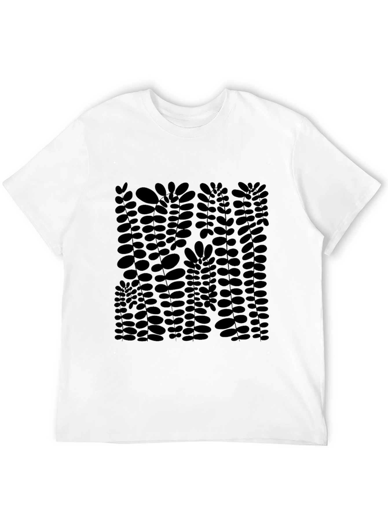 Stylish Black Leaf Print T-Shirt