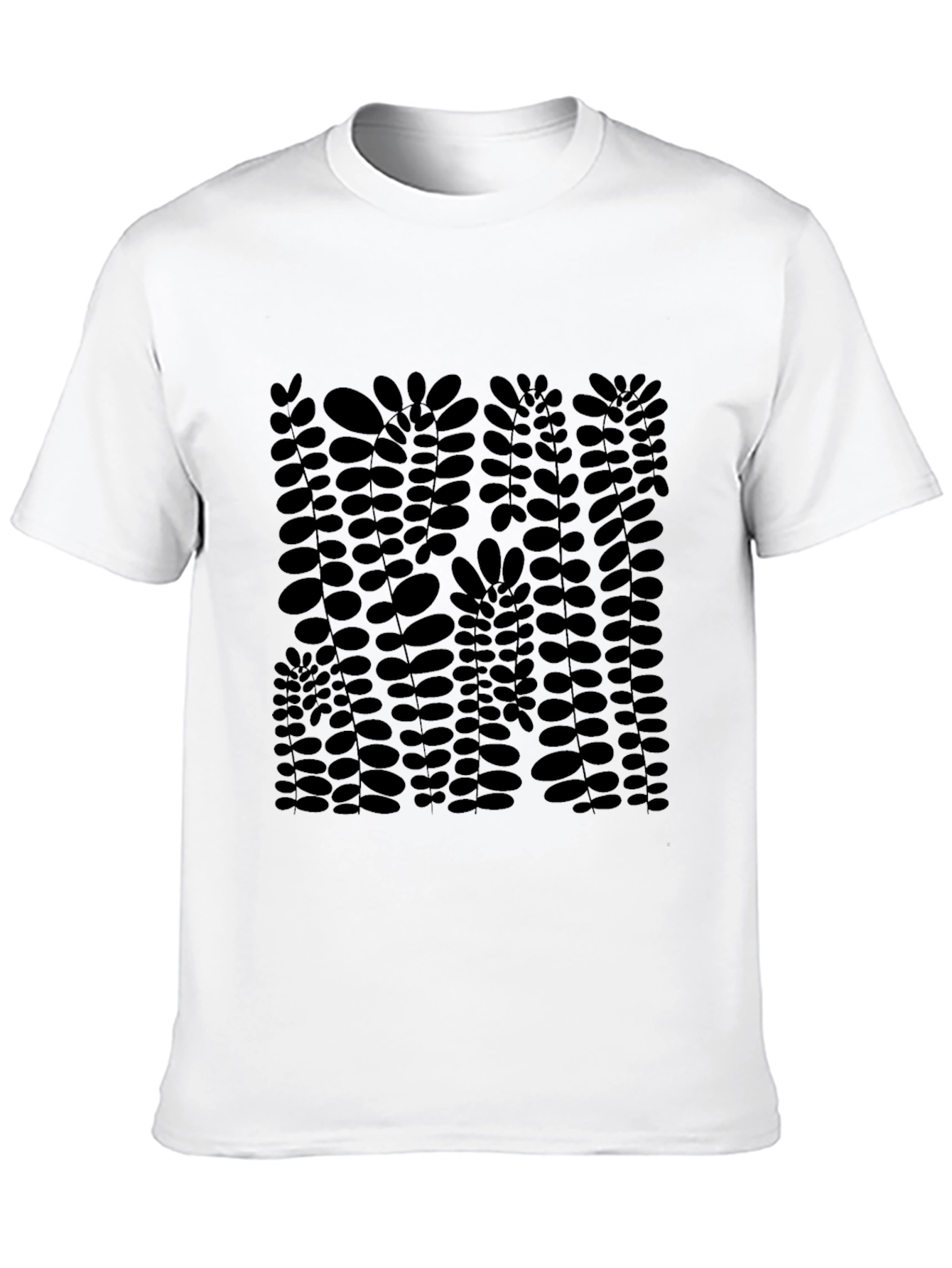 Stylish Black Leaf Print T-Shirt