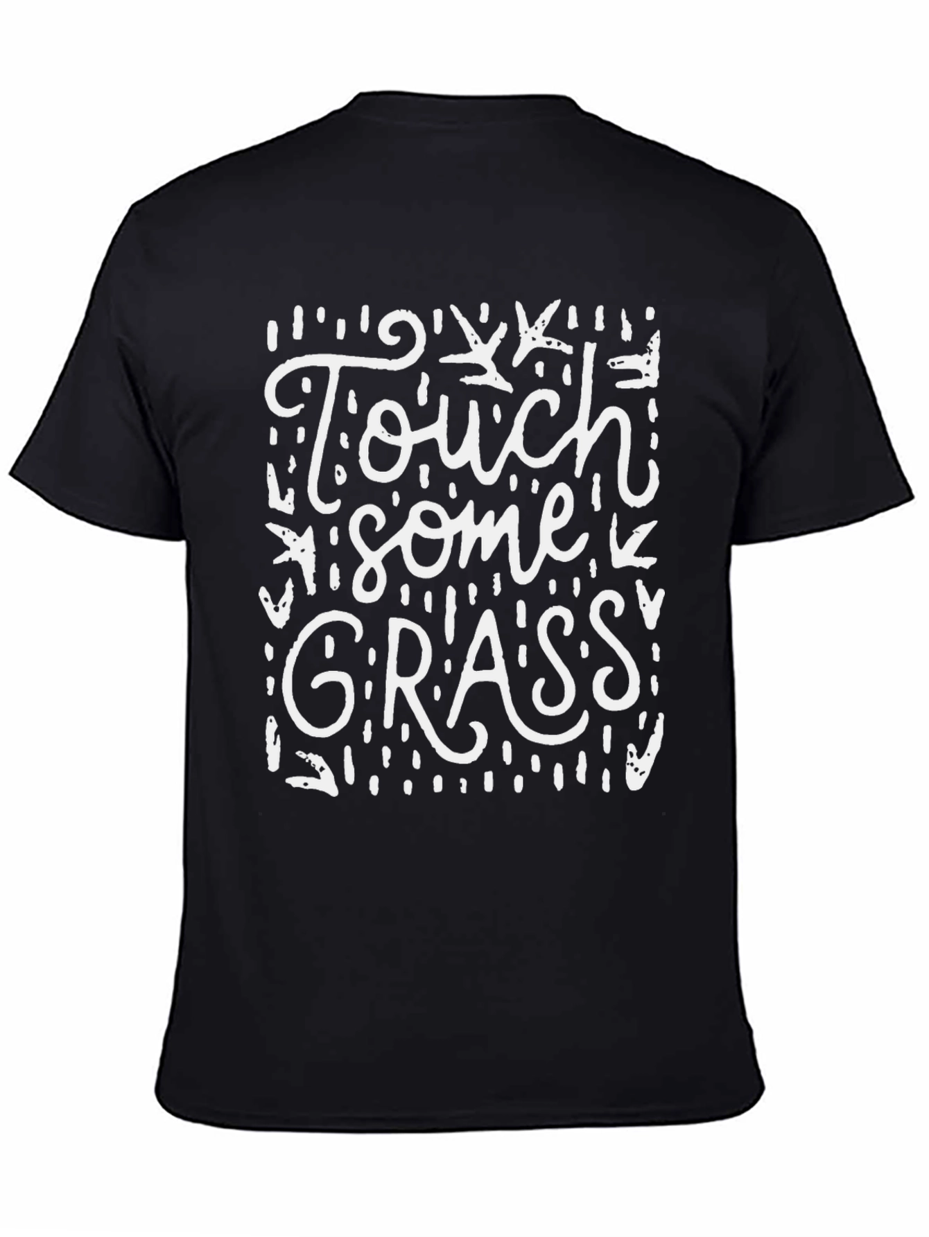 Touch Some Grass Graphic Tee - Black Casual T-Shirt