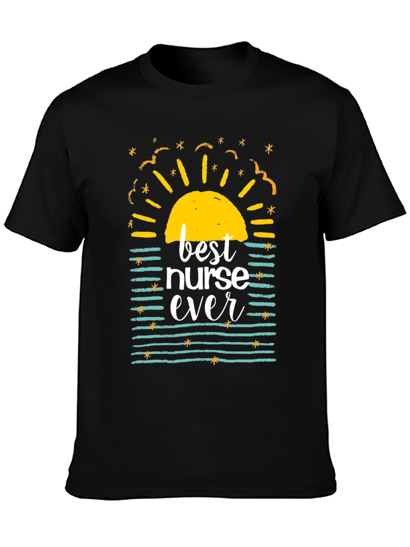 Best Nurse Ever Graphic T-Shirt - Black Casual Tee