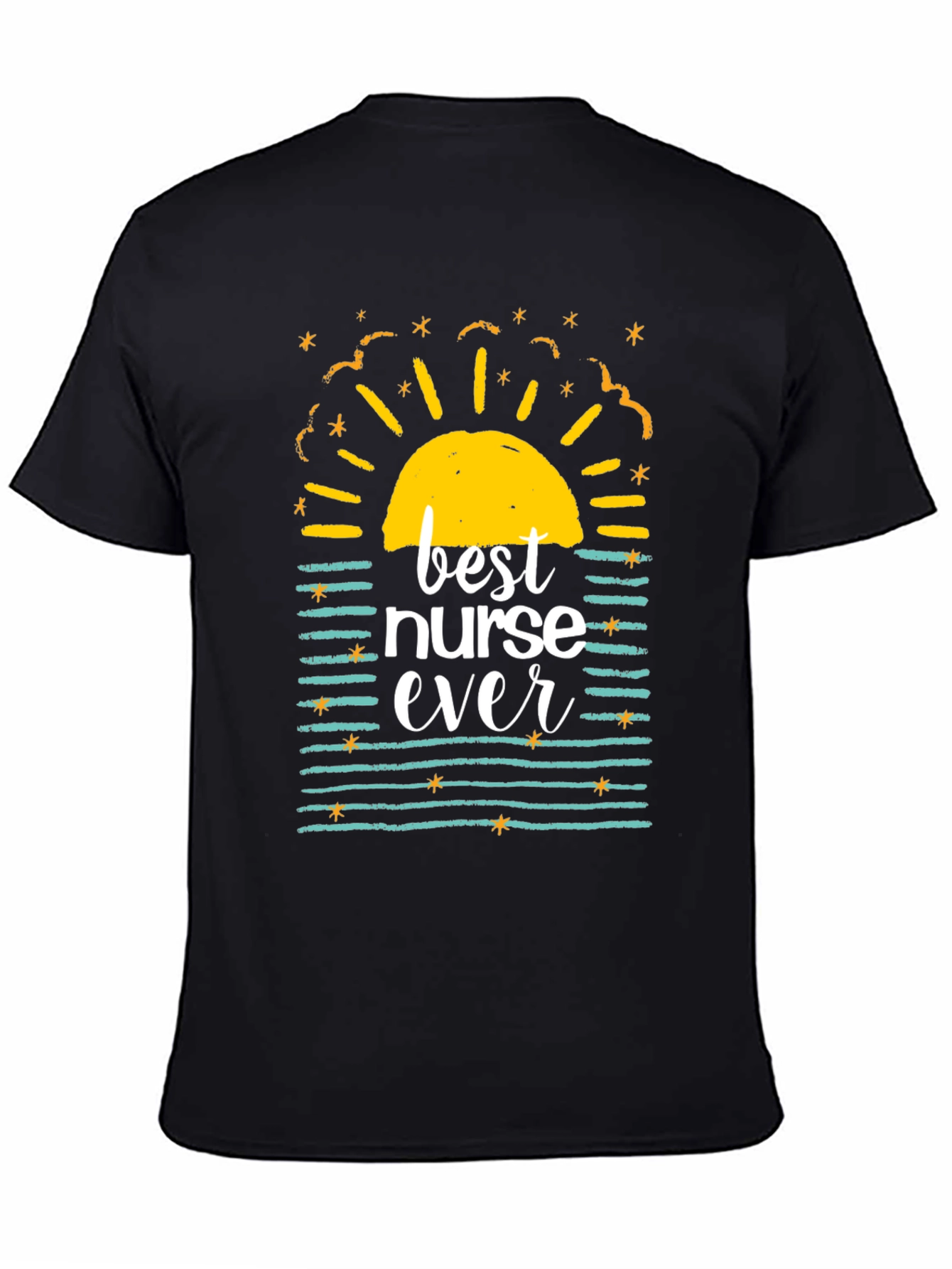 Best Nurse Ever Graphic T-Shirt - Black Casual Tee