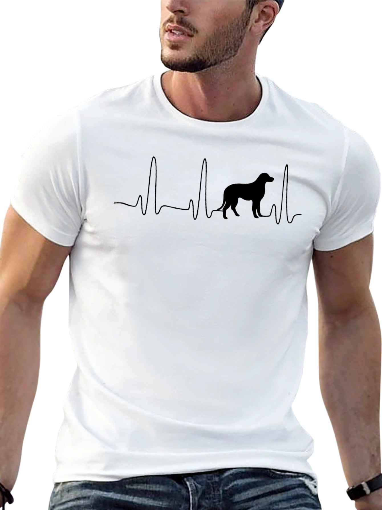 Dog Lover Heartbeat T-Shirt - Black