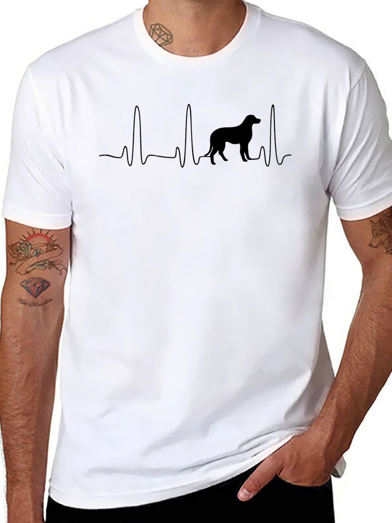 Dog Lover Heartbeat T-Shirt - Black