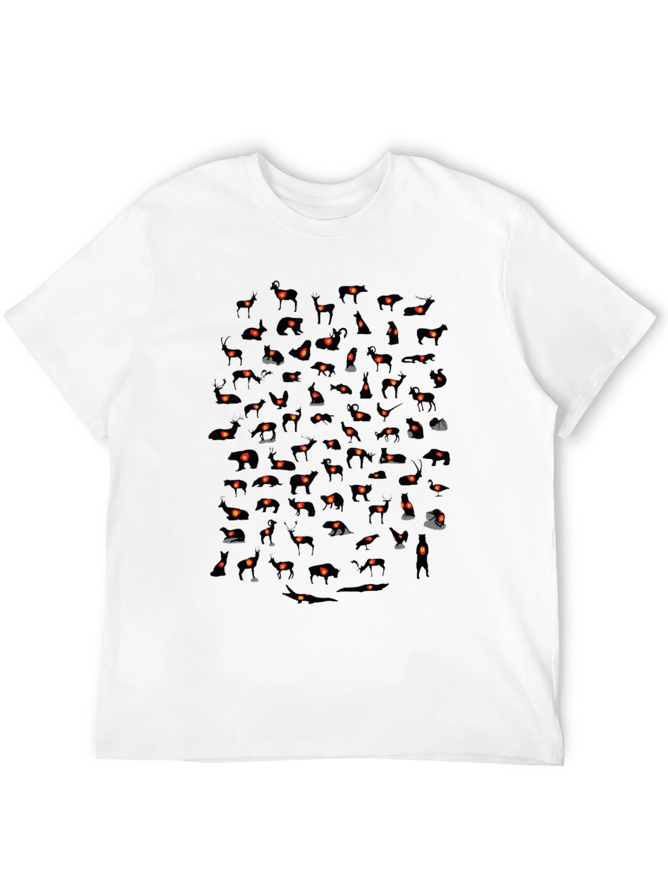 Mens Black T-Shirt with Animal Silhouette Pattern