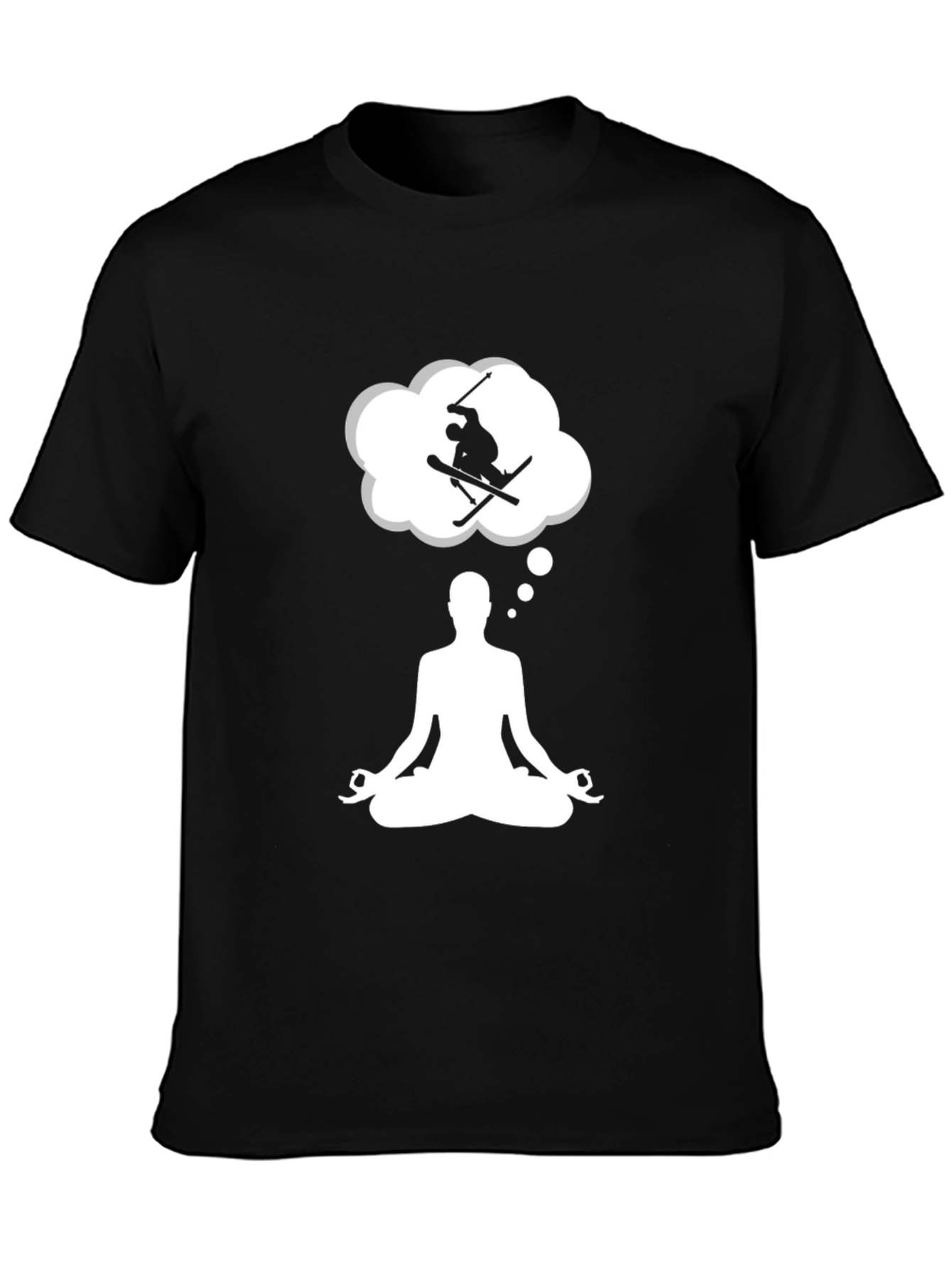 Meditating Skier T-Shirt - Black Cotton Blend
