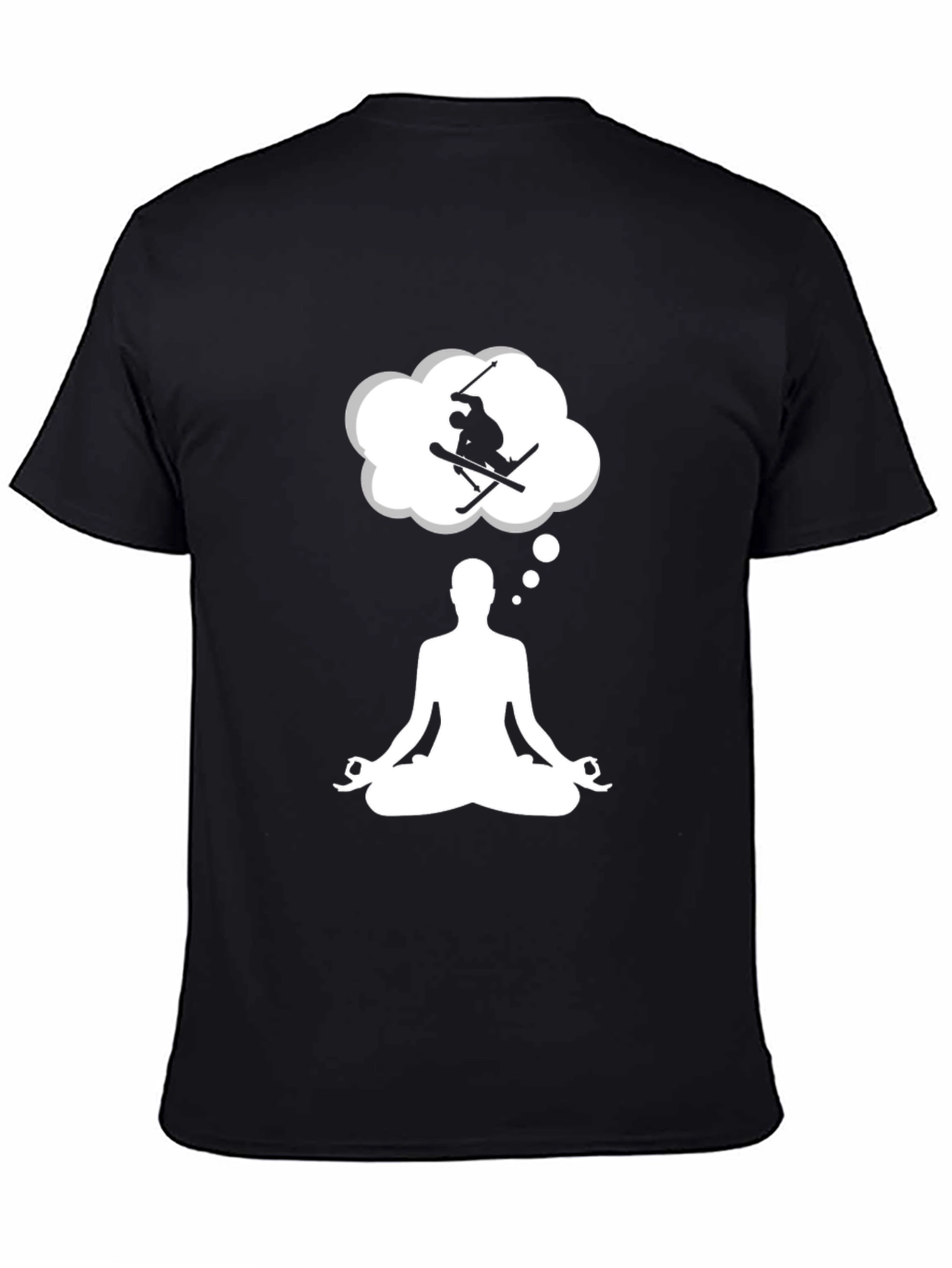 Meditating Skier T-Shirt - Black Cotton Blend