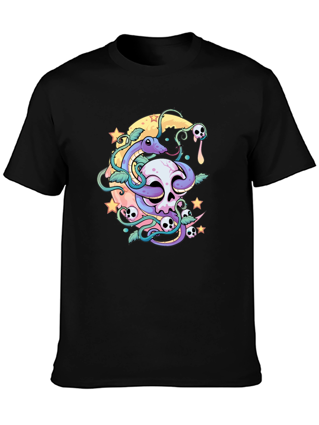 Skull Snake Moon Graphic T-Shirt